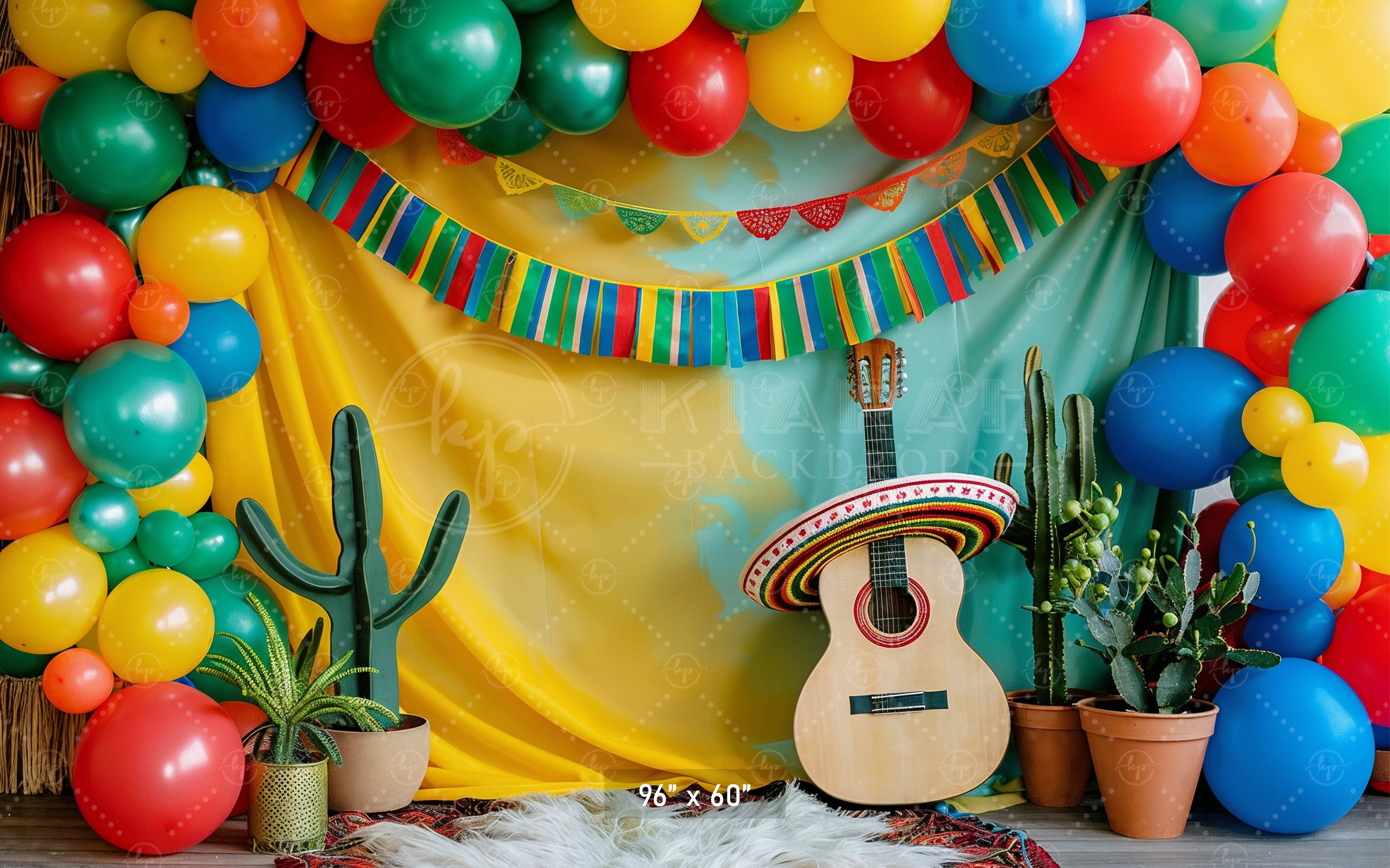 Mexican Fiesta Guitar and Cactus