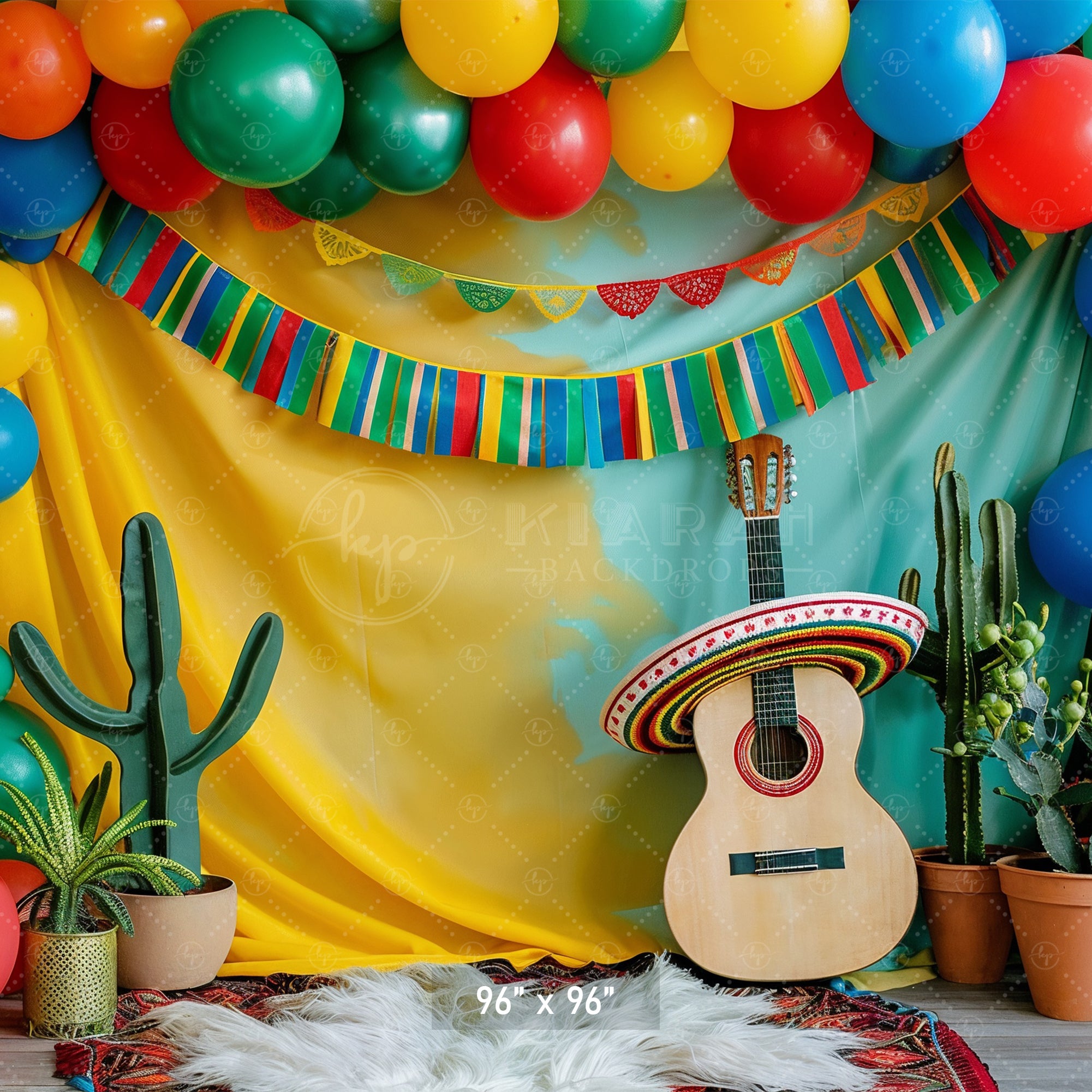 Mexican Fiesta Guitar and Cactus
