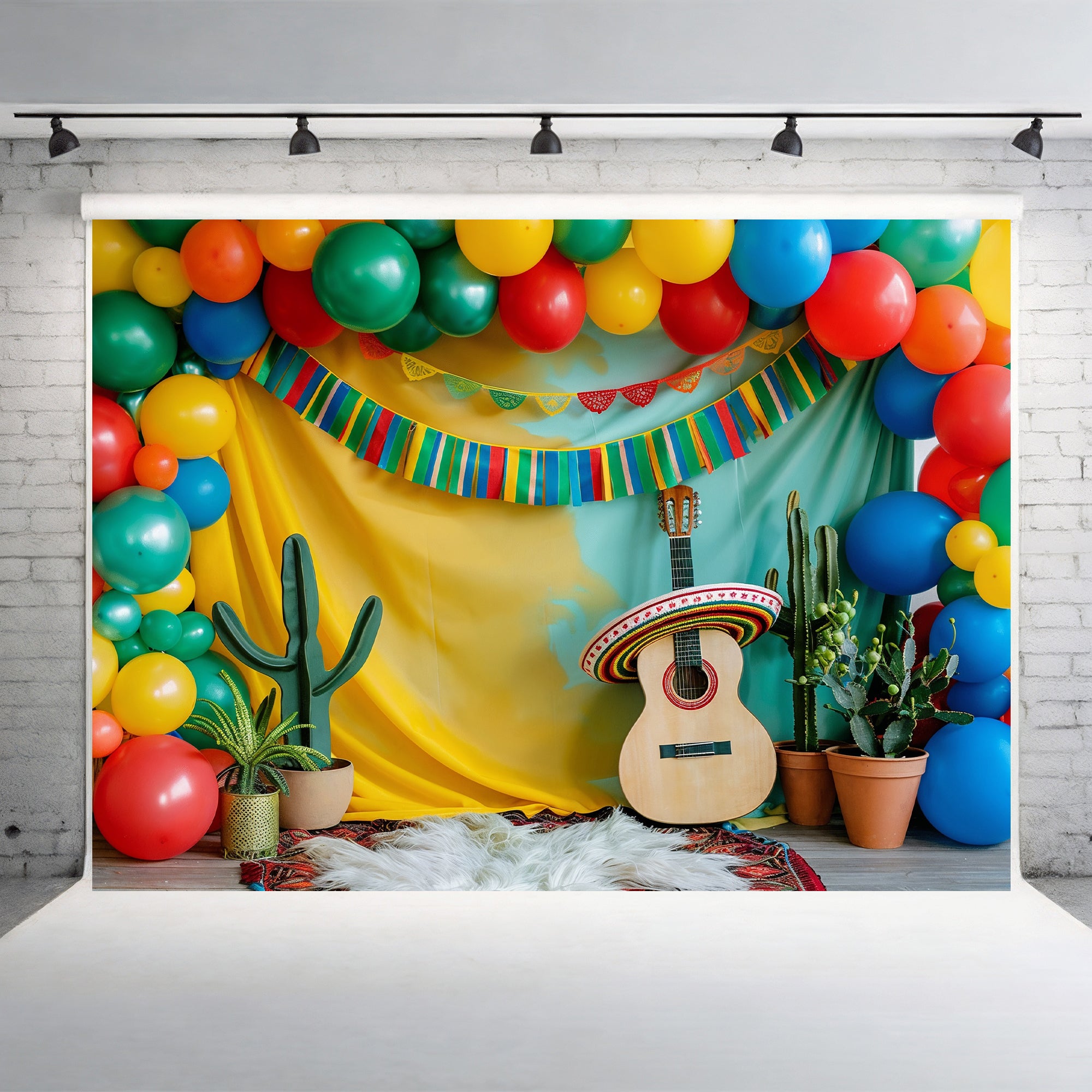 Mexican Fiesta Guitar and Cactus