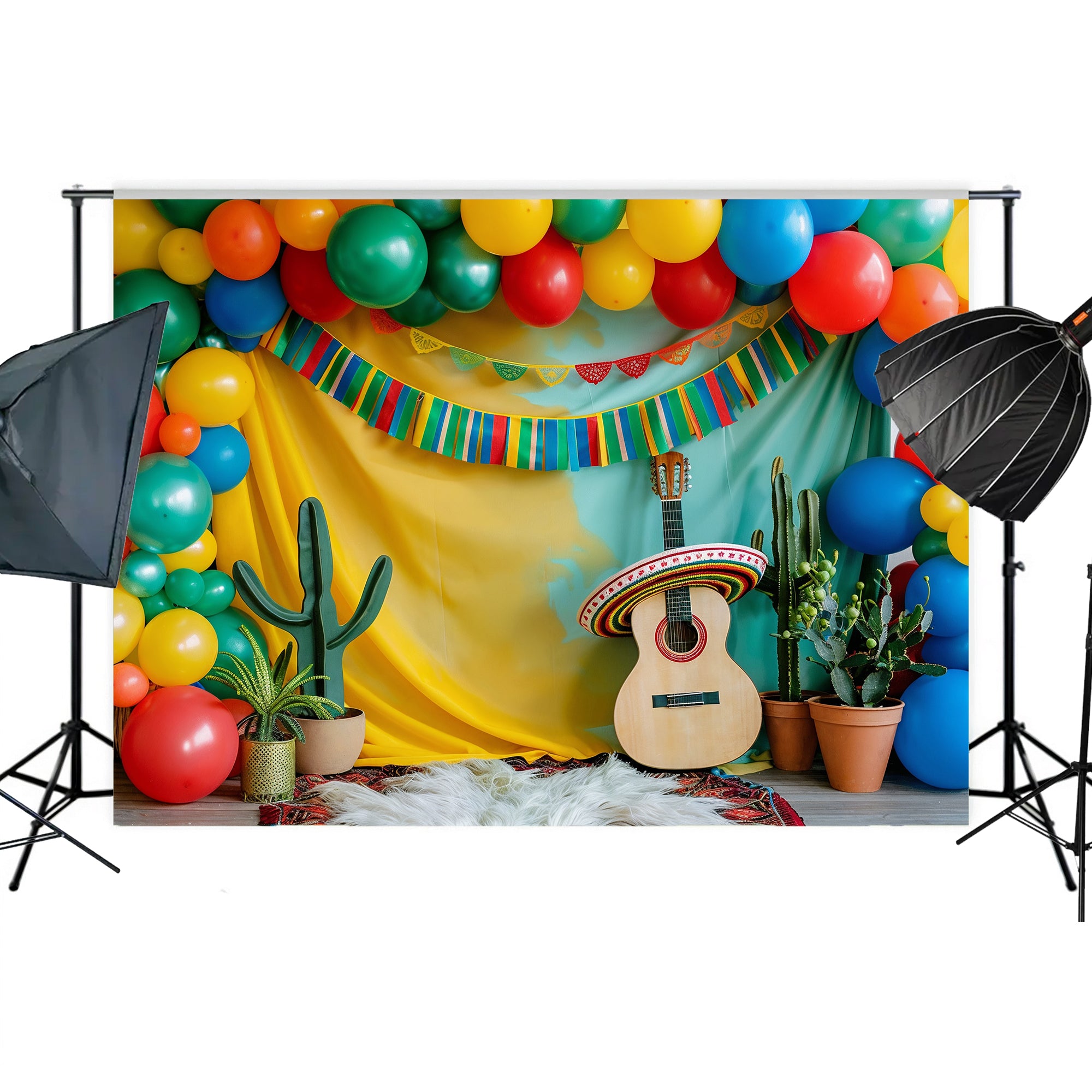 Mexican Fiesta Guitar and Cactus