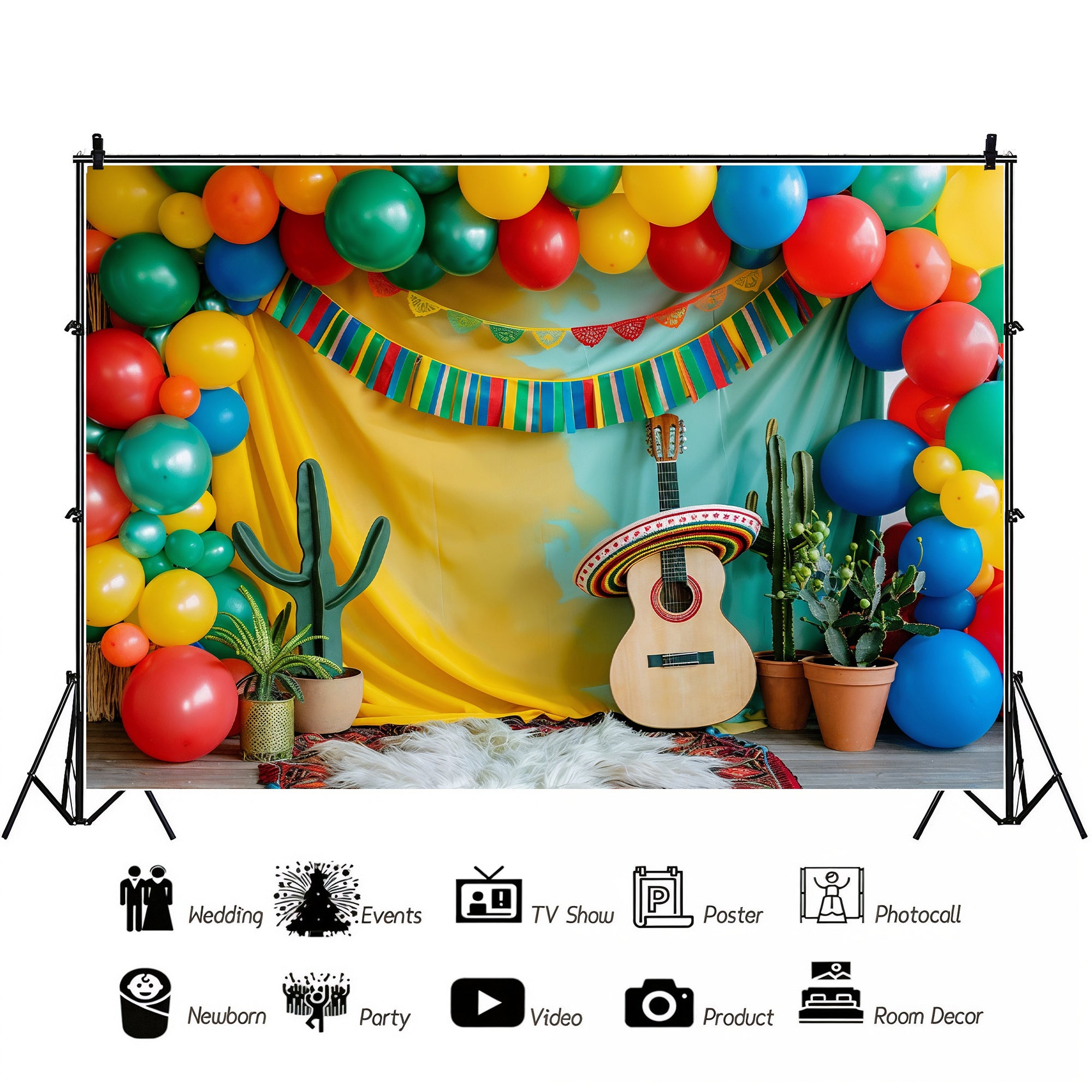 Mexican Fiesta Guitar and Cactus