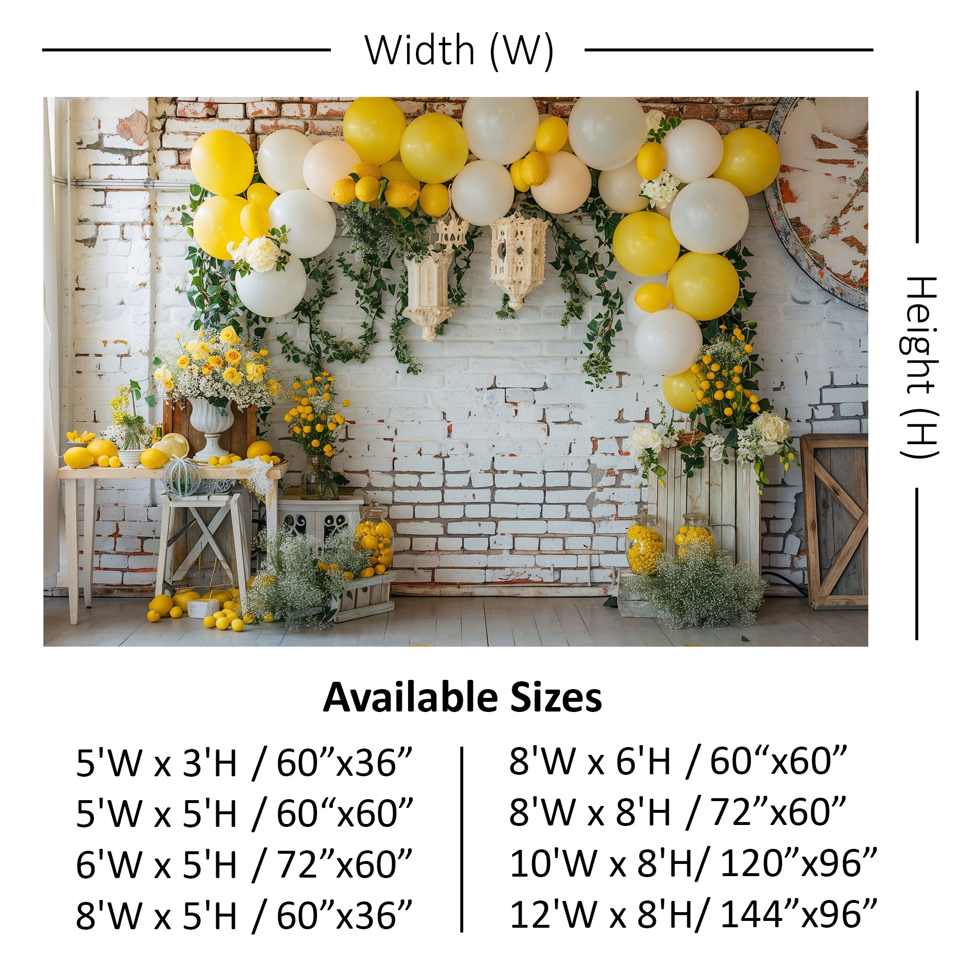 Rustic Lemon and Floral Arch Backdrop