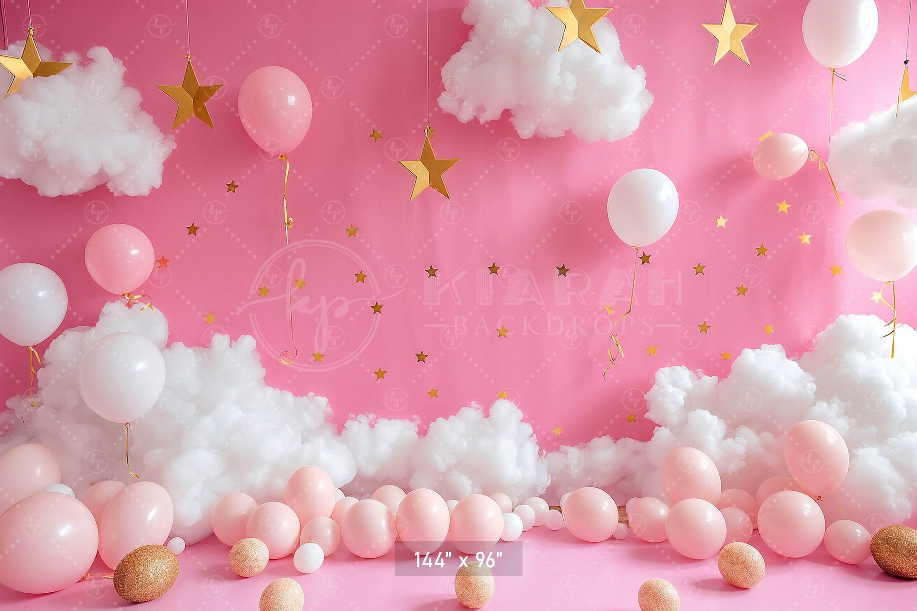 Pink Clouds and Golden Stars Backdrop
