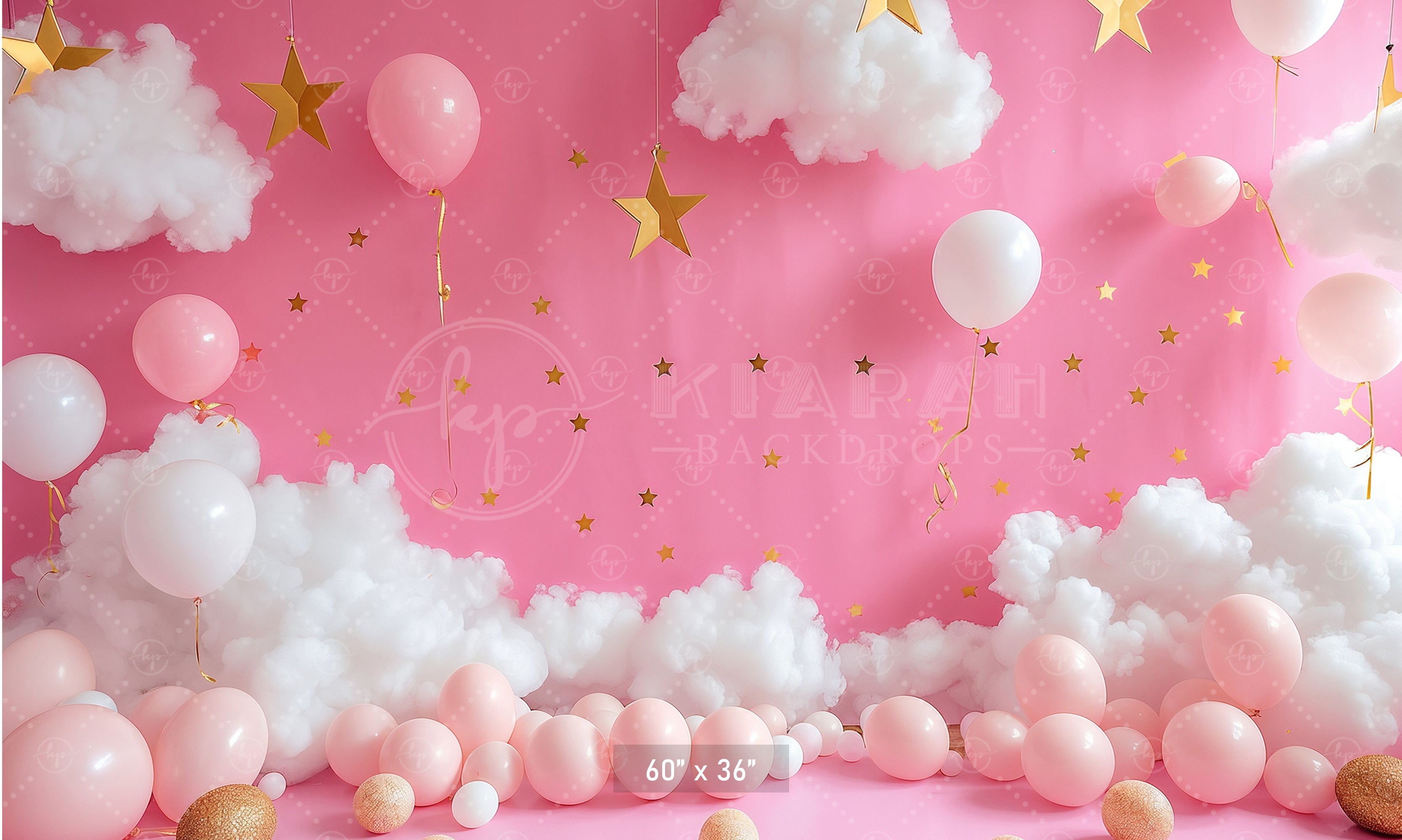 Pink Clouds and Golden Stars Backdrop