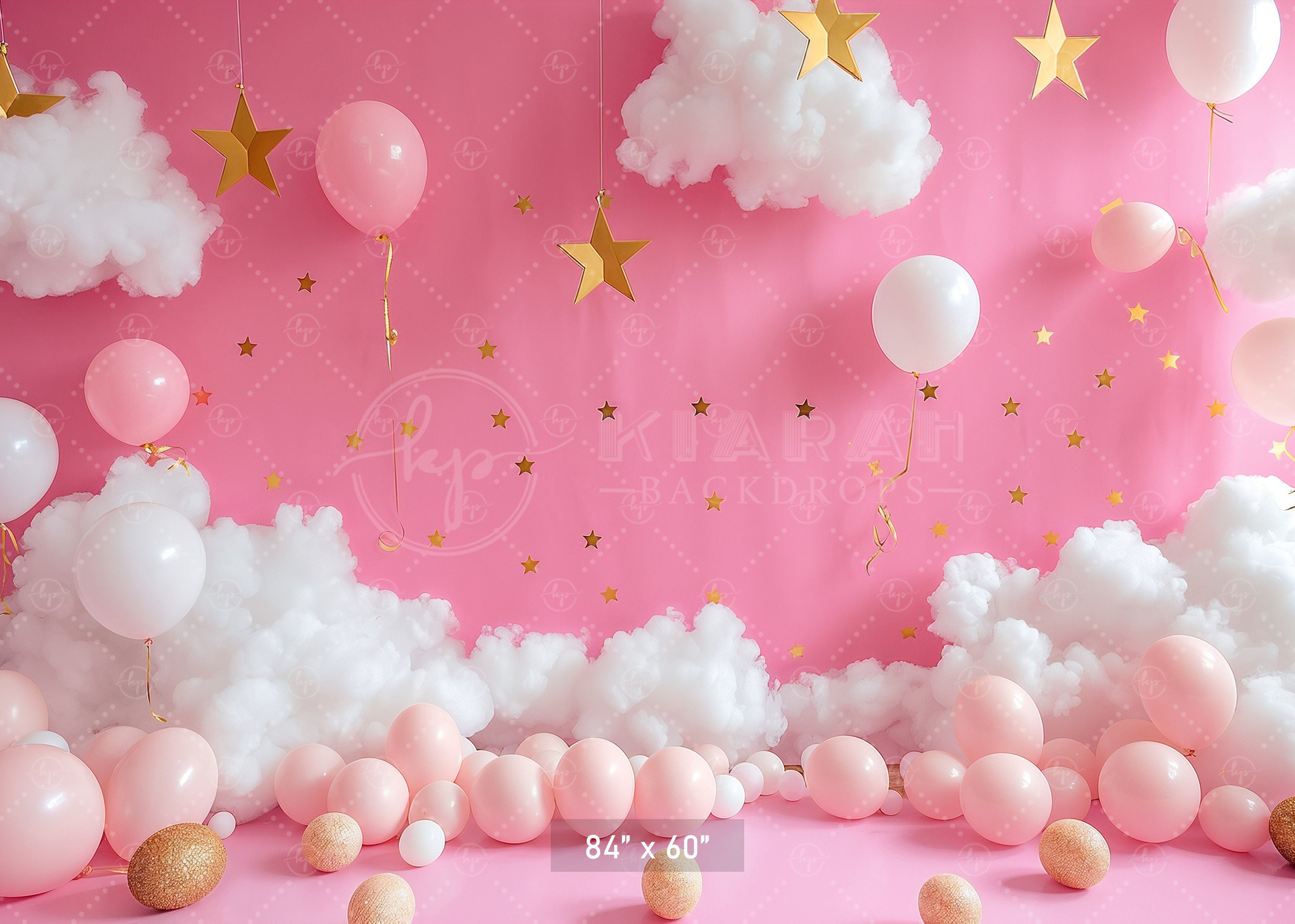 Pink Clouds and Golden Stars Backdrop