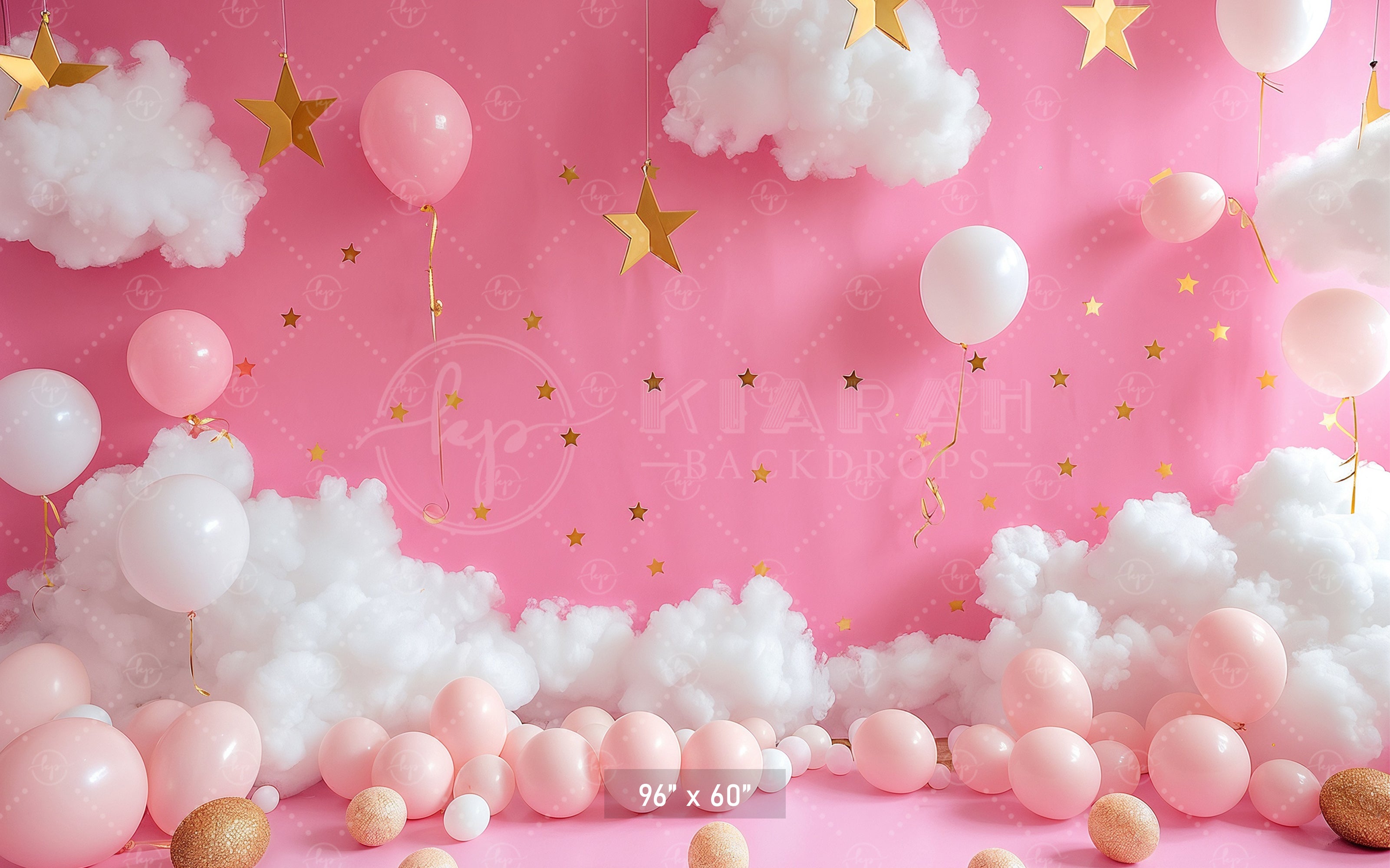 Pink Clouds and Golden Stars Backdrop