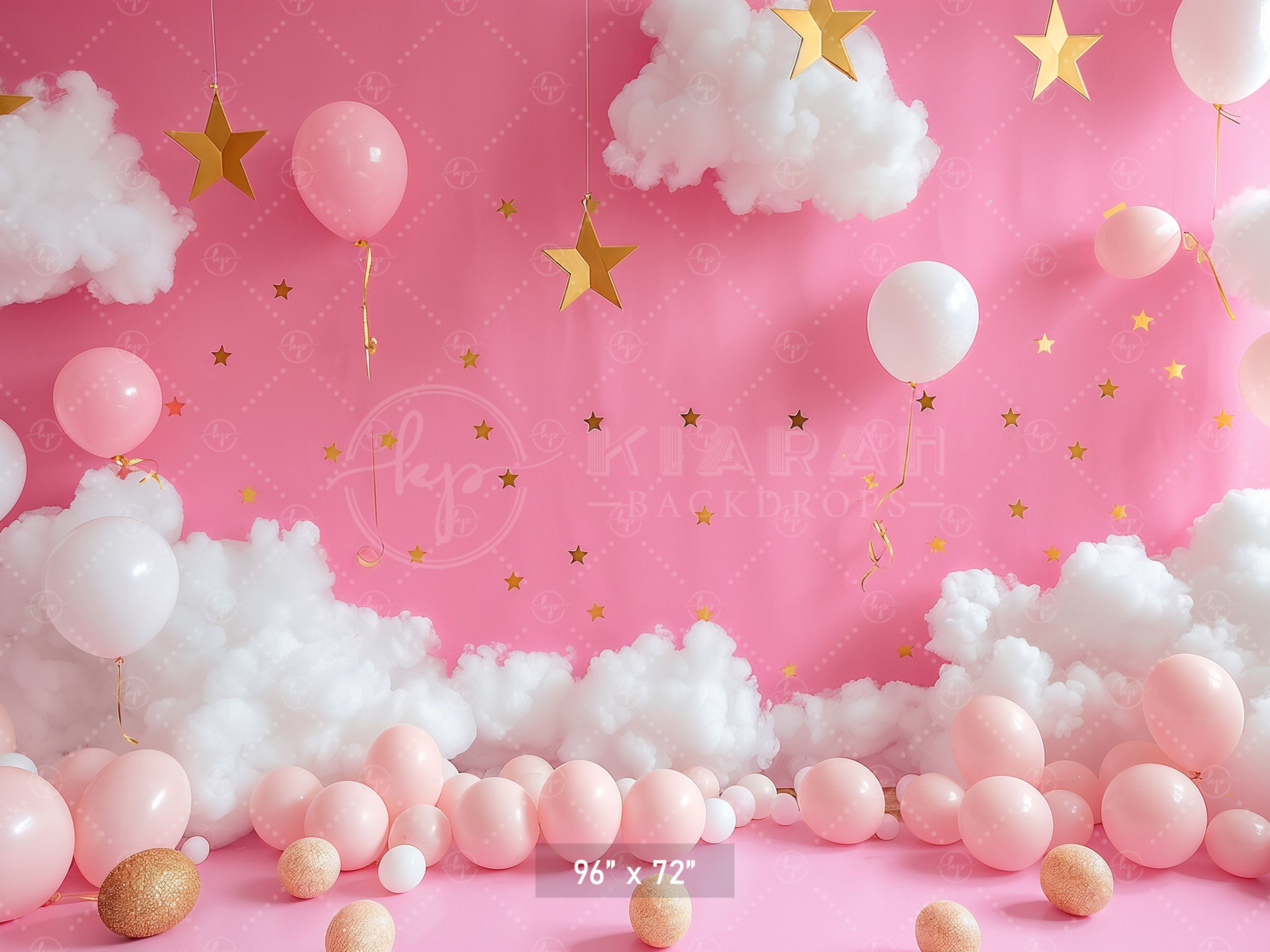 Pink Clouds and Golden Stars Backdrop