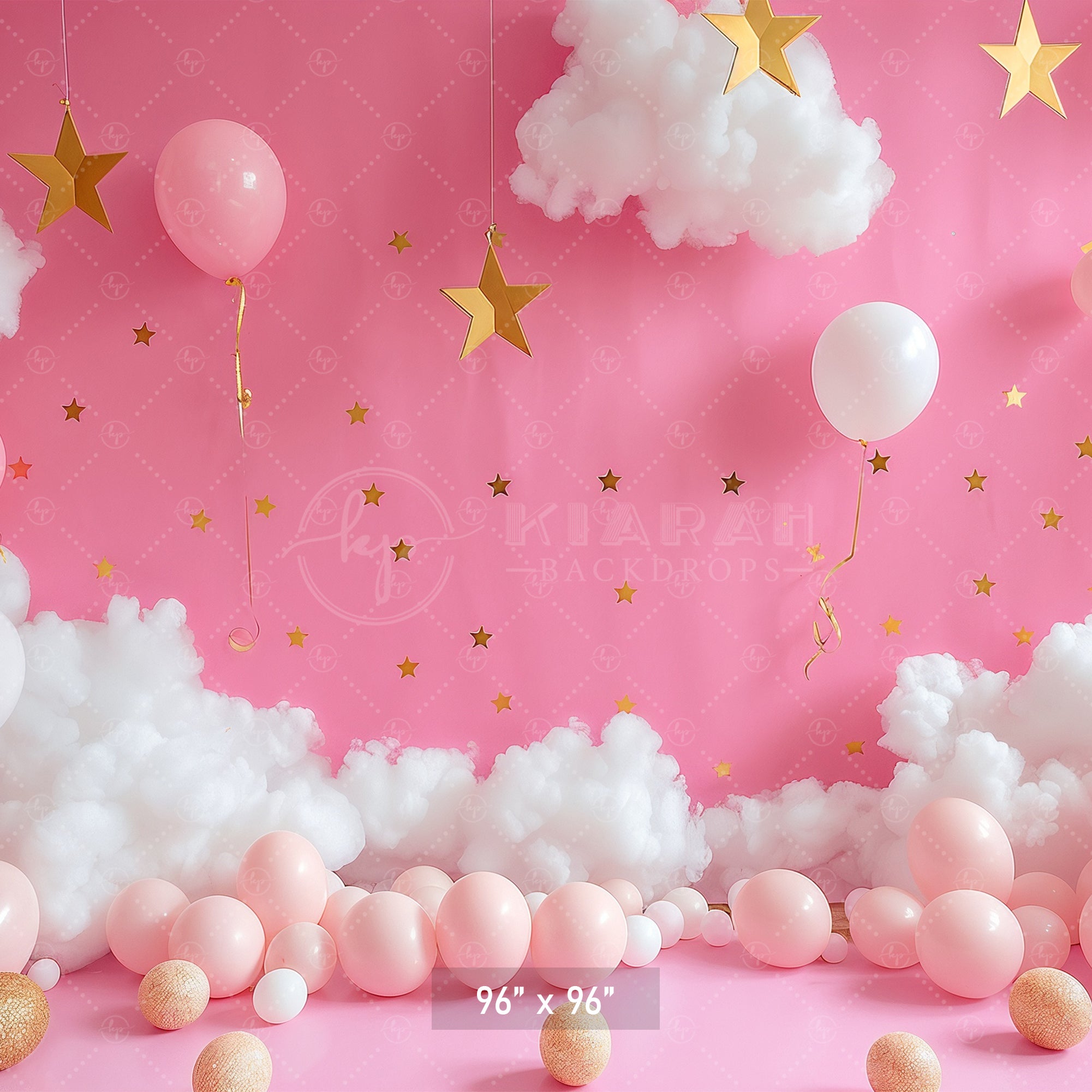 Pink Clouds and Golden Stars Backdrop
