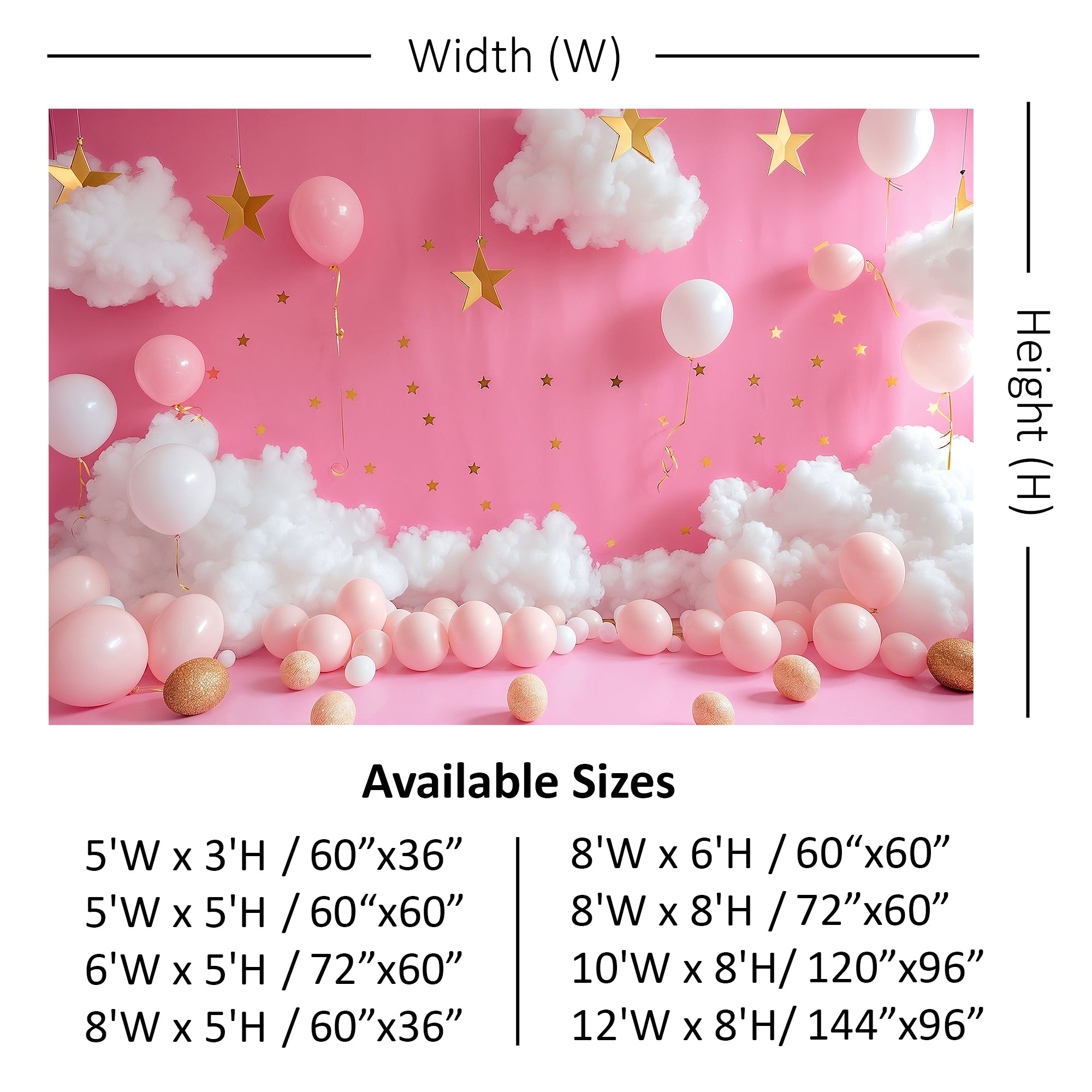 Pink Clouds and Golden Stars Backdrop