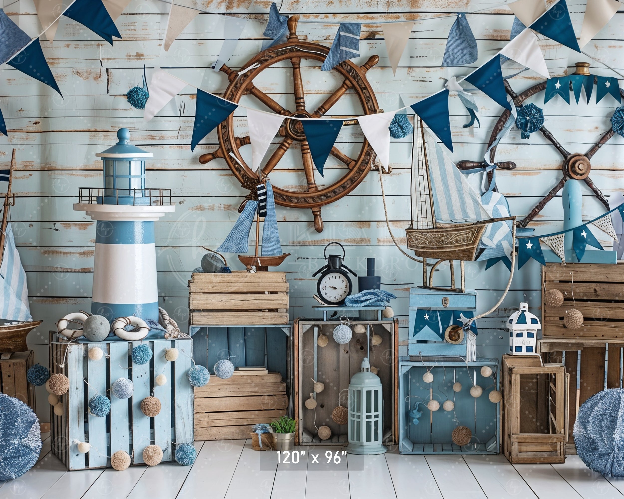 Coastal Lighthouse and Sailboat Backdrop