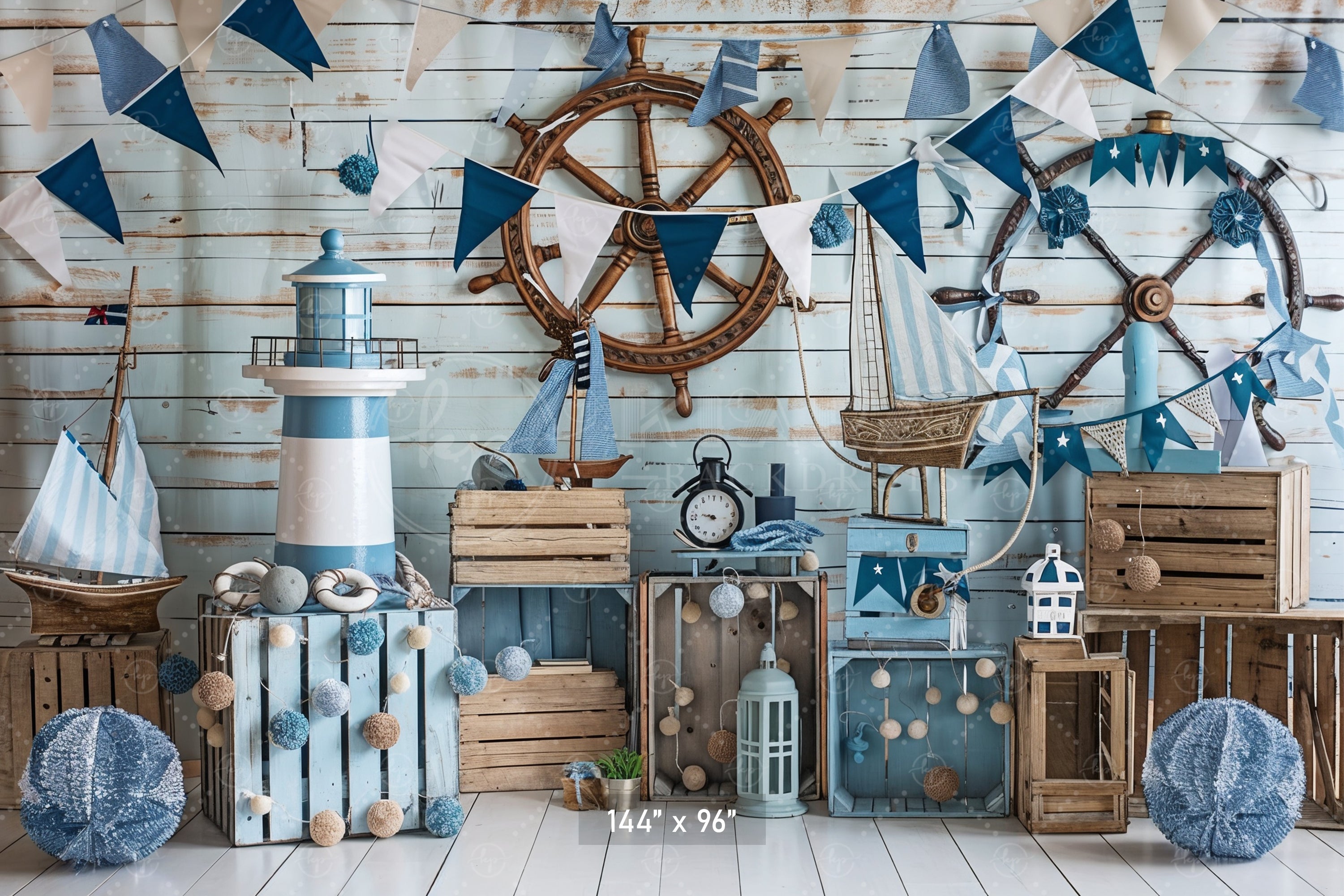 Coastal Lighthouse and Sailboat Backdrop