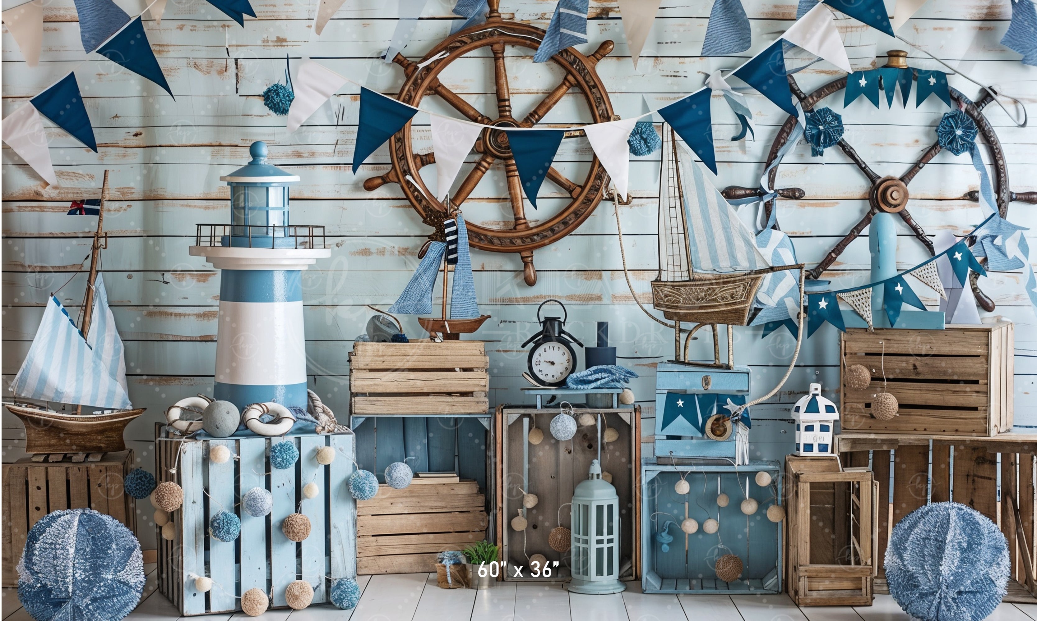 Coastal Lighthouse and Sailboat Backdrop