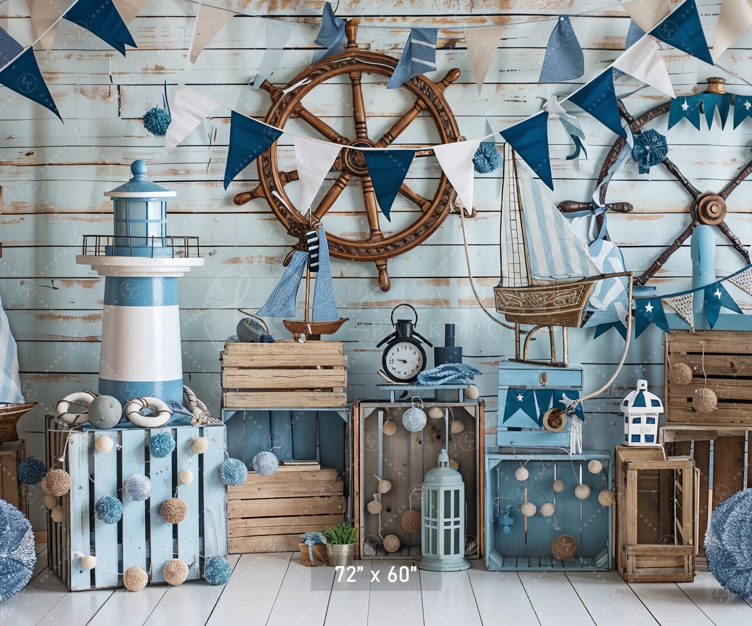 Coastal Lighthouse and Sailboat Backdrop