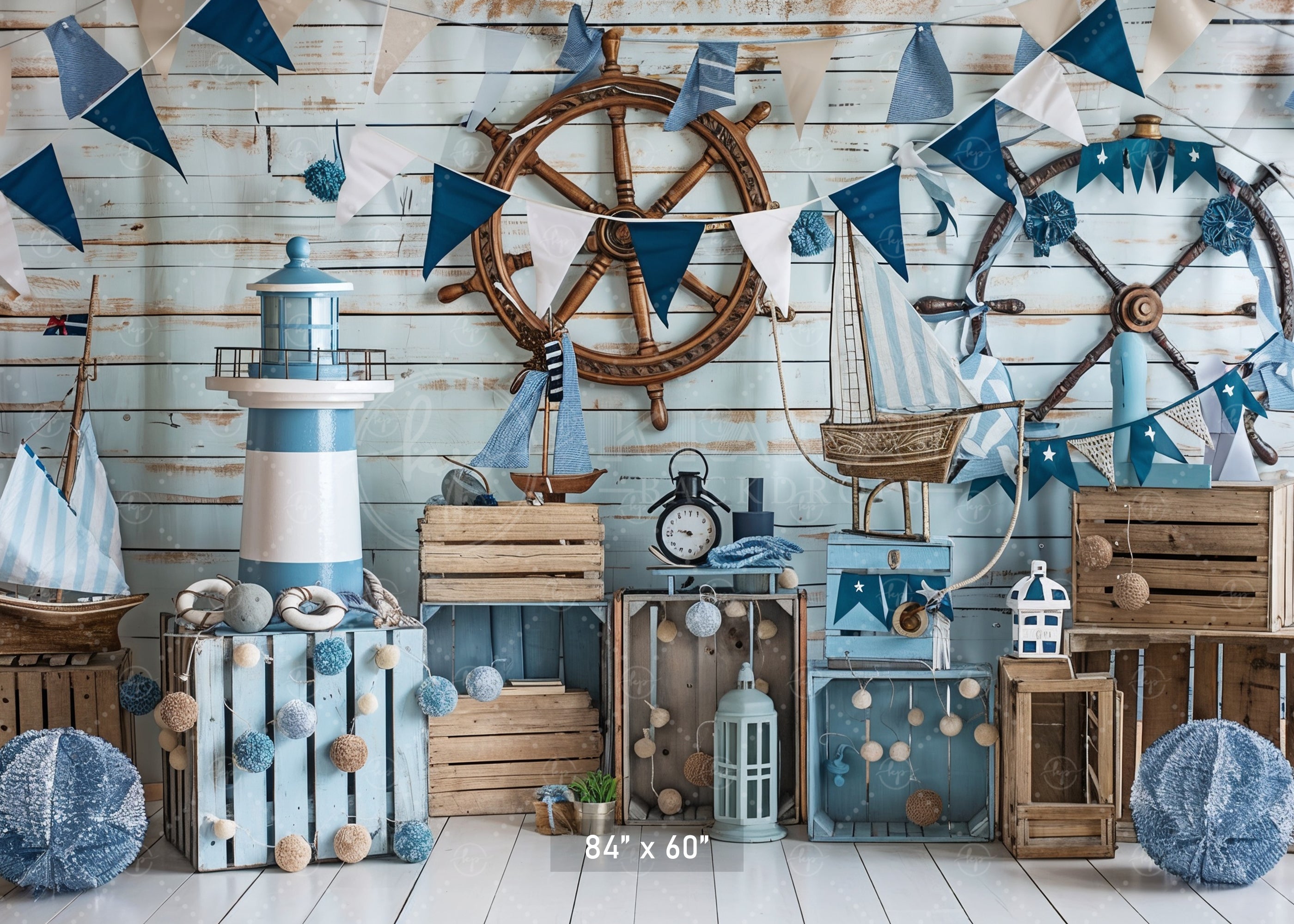 Coastal Lighthouse and Sailboat Backdrop