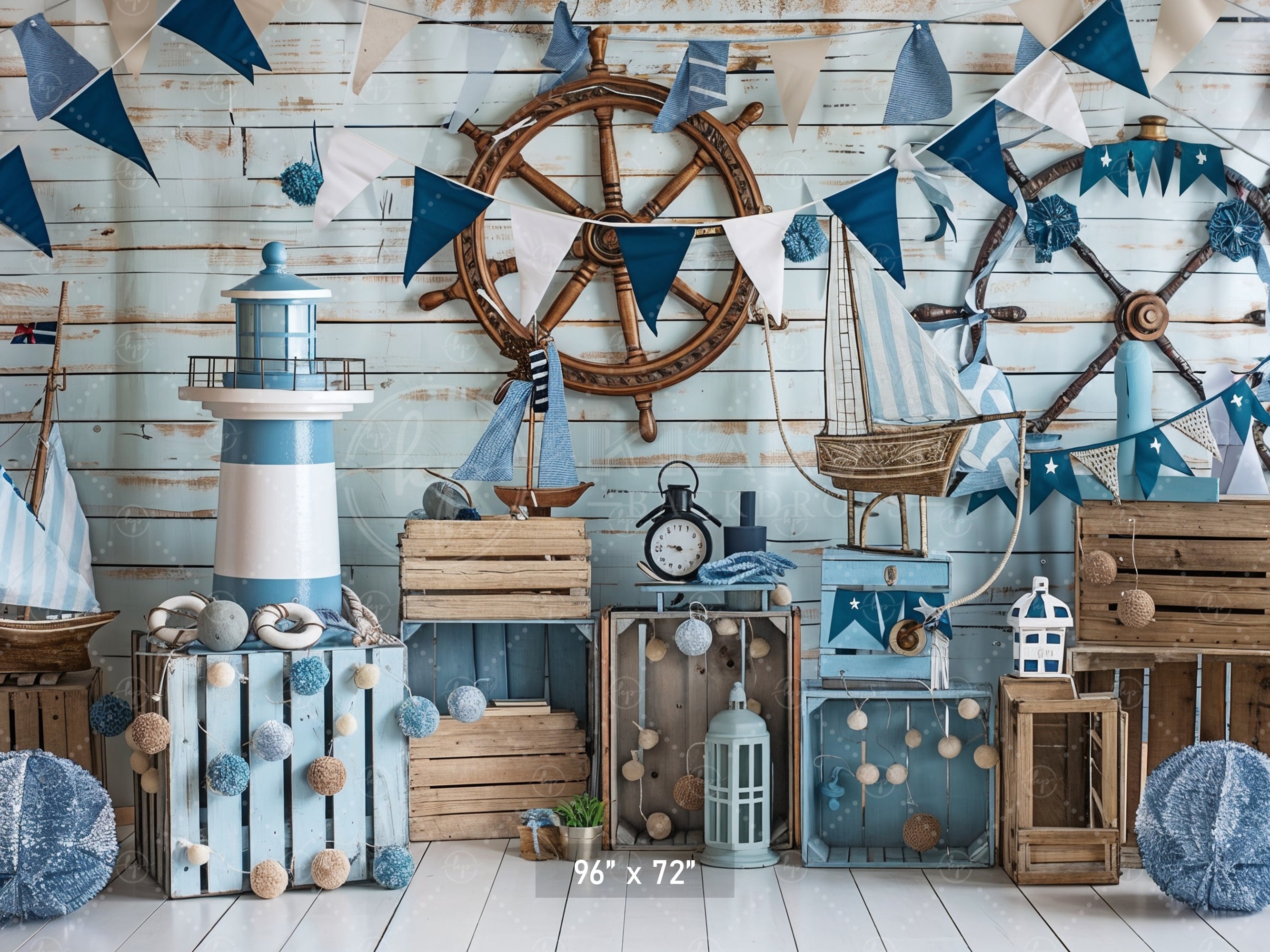 Coastal Lighthouse and Sailboat Backdrop