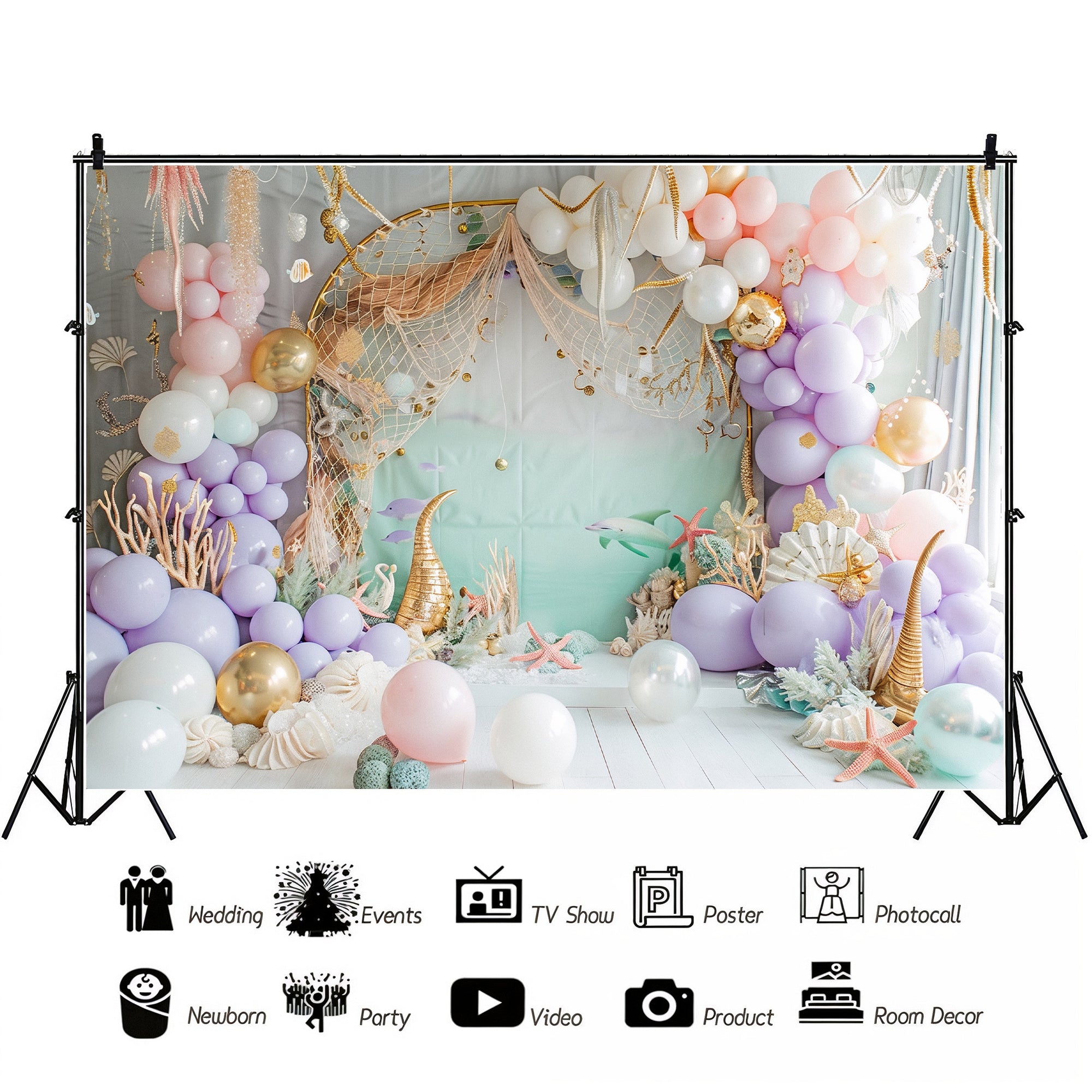 Underwater Mermaid Coral Reef Backdrop