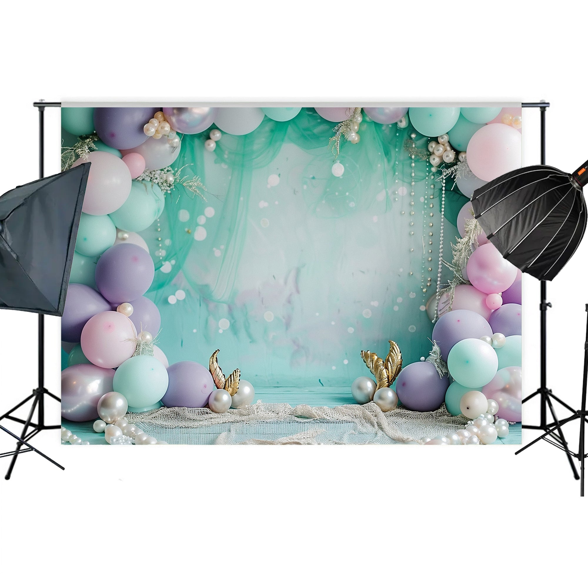 Mermaid Pearls and Pastel Elegance Backdrop