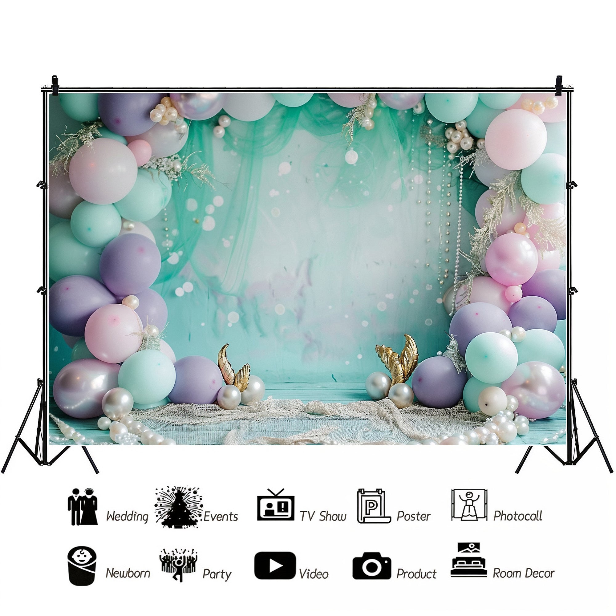 Mermaid Pearls and Pastel Elegance Backdrop