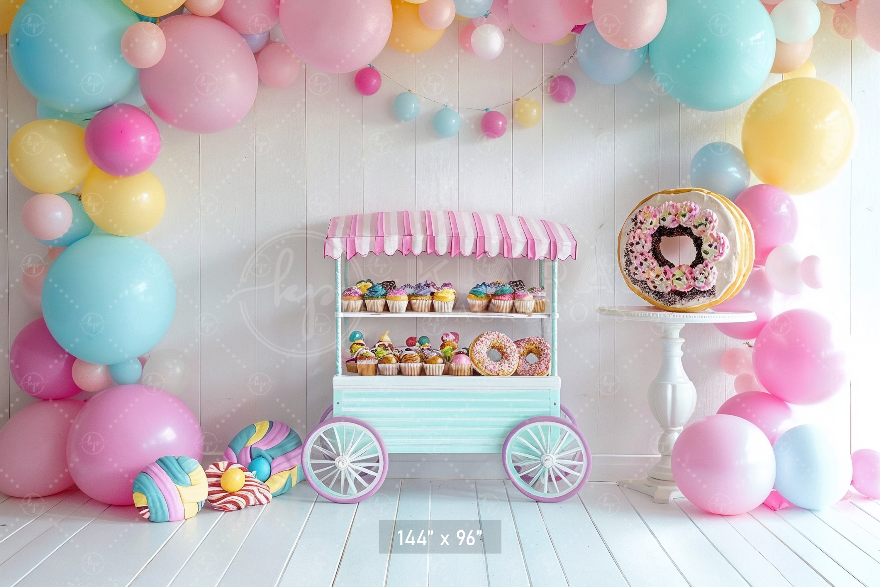 Sweet Treats Candy Cart Theme Backdrop