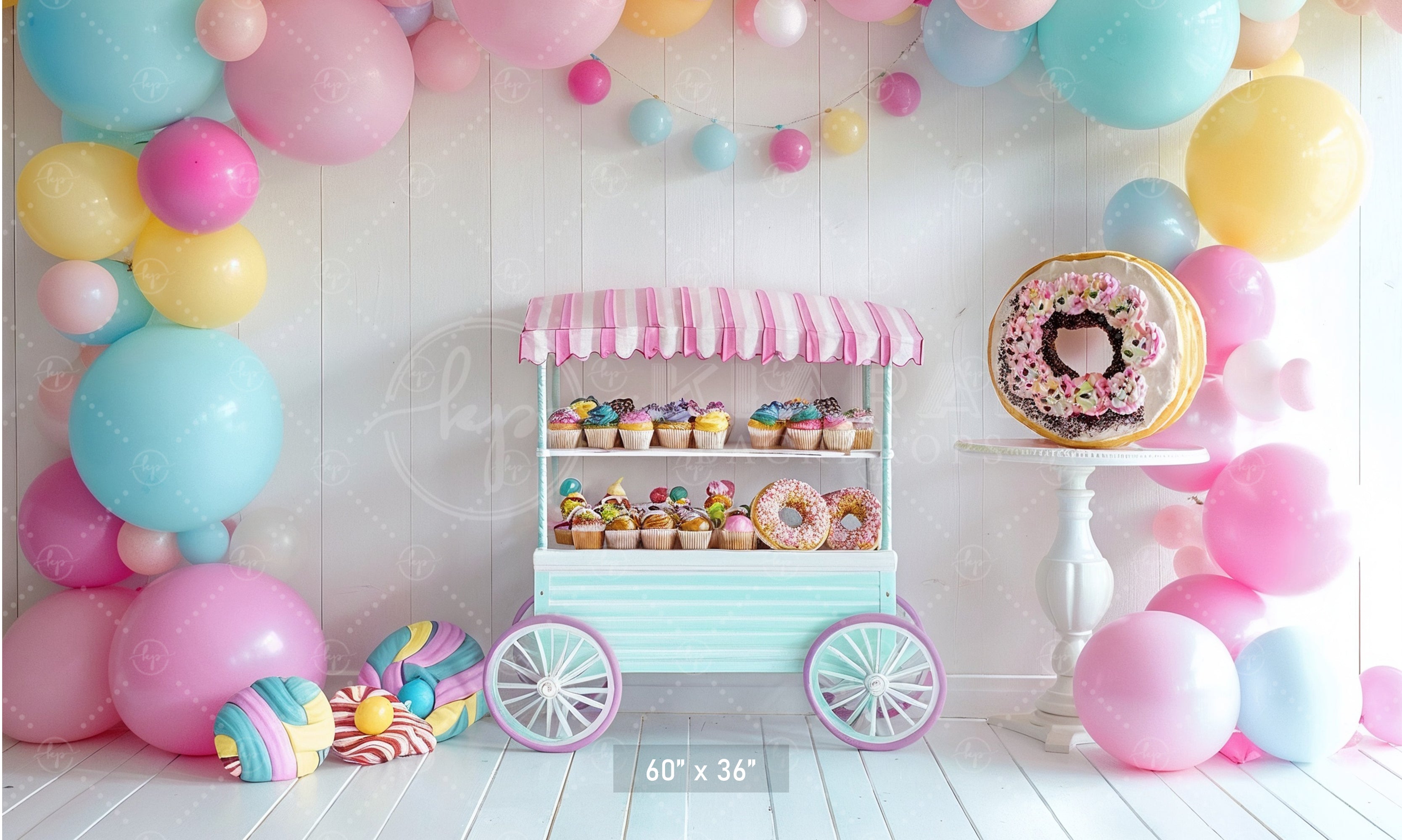 Sweet Treats Candy Cart Theme Backdrop