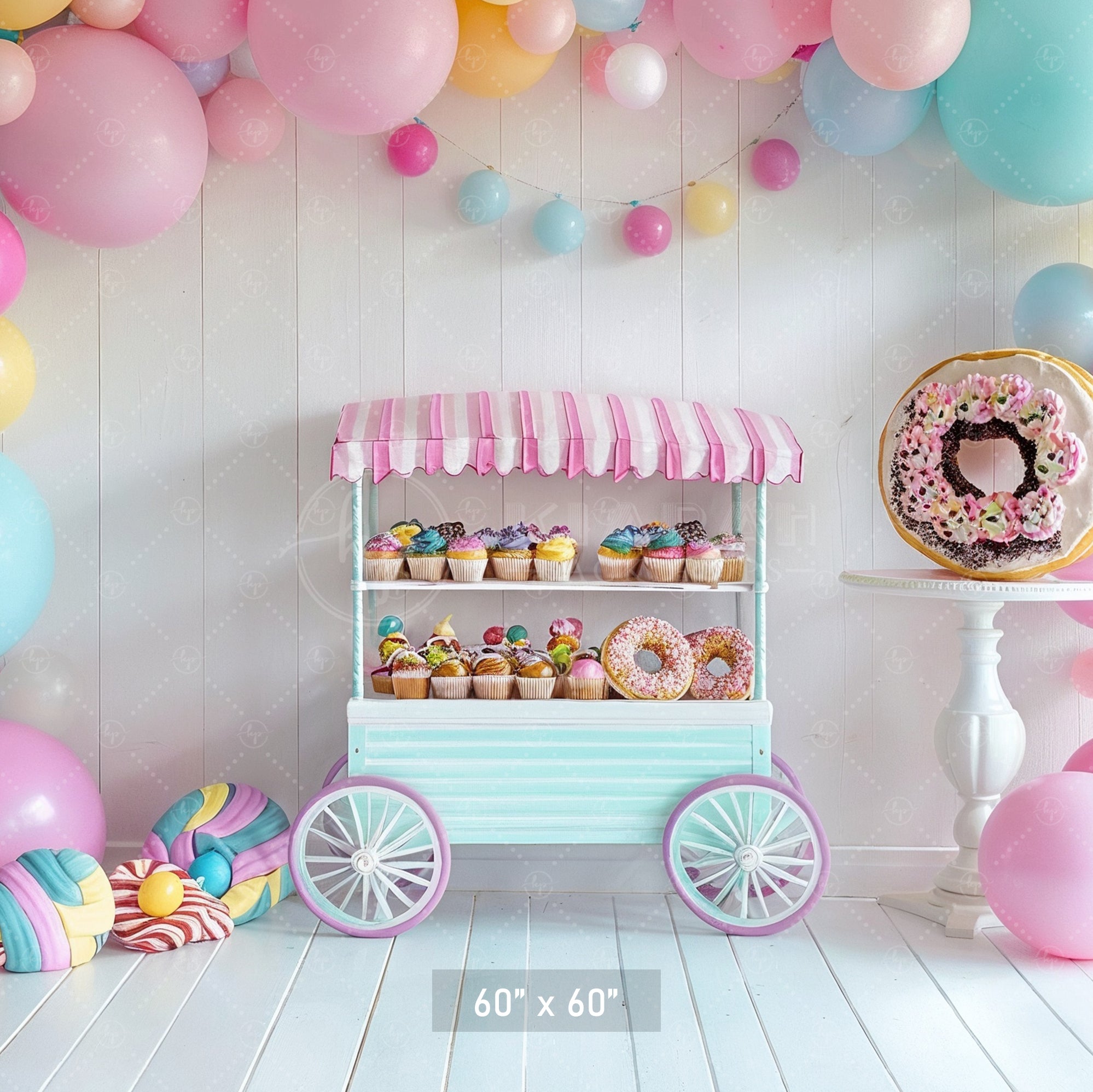 Sweet Treats Candy Cart Theme Backdrop