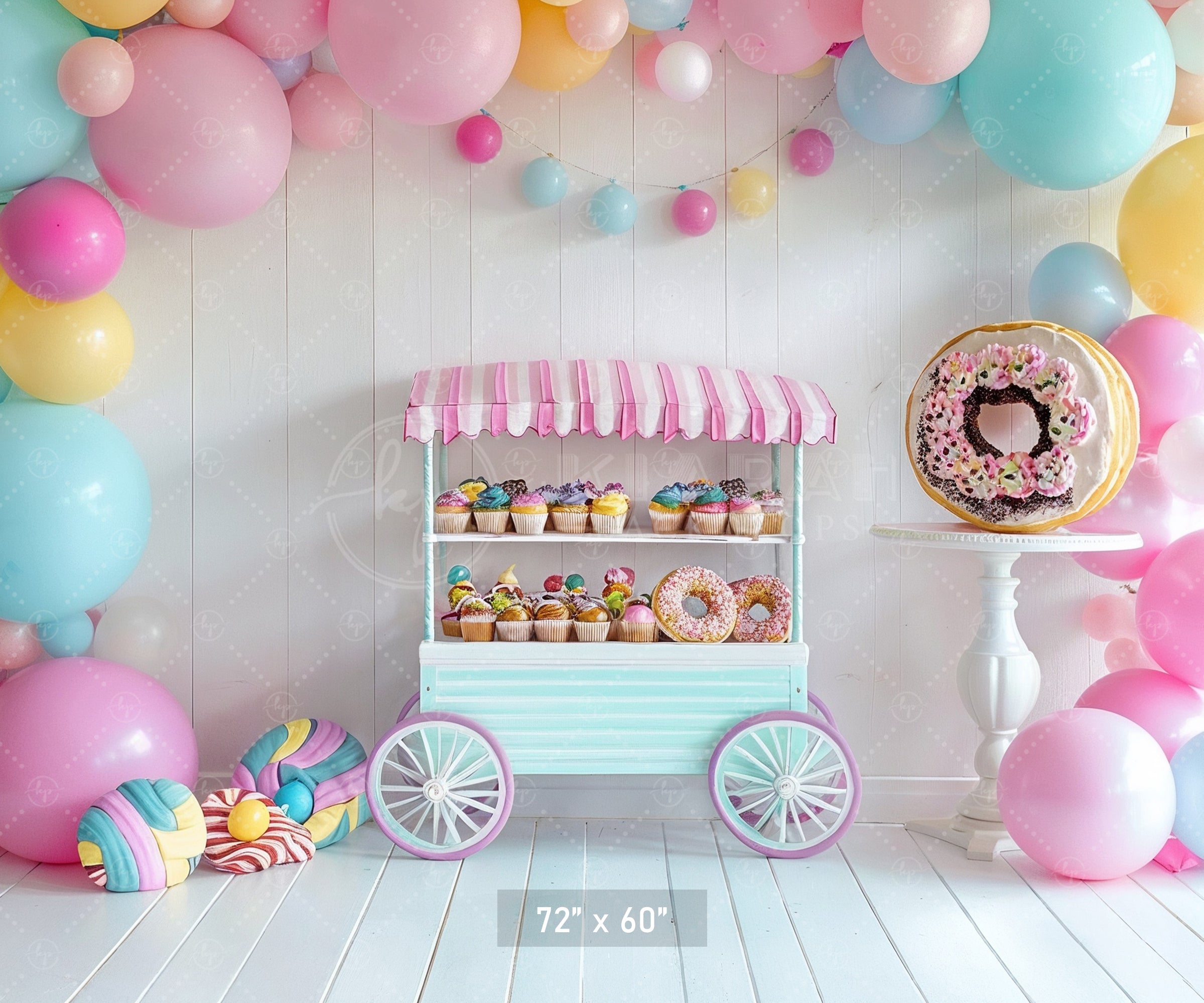 Sweet Treats Candy Cart Theme Backdrop