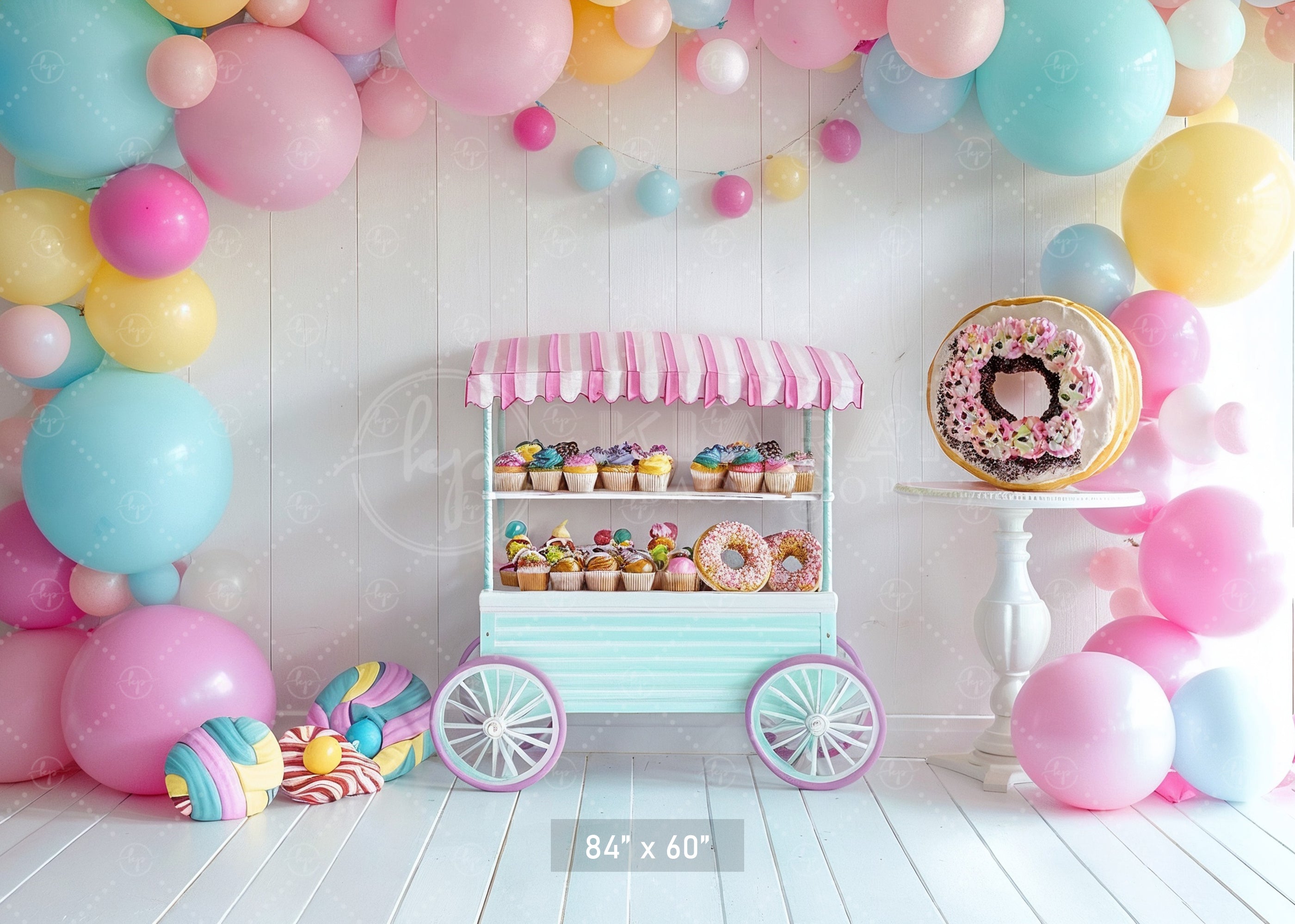 Sweet Treats Candy Cart Theme Backdrop