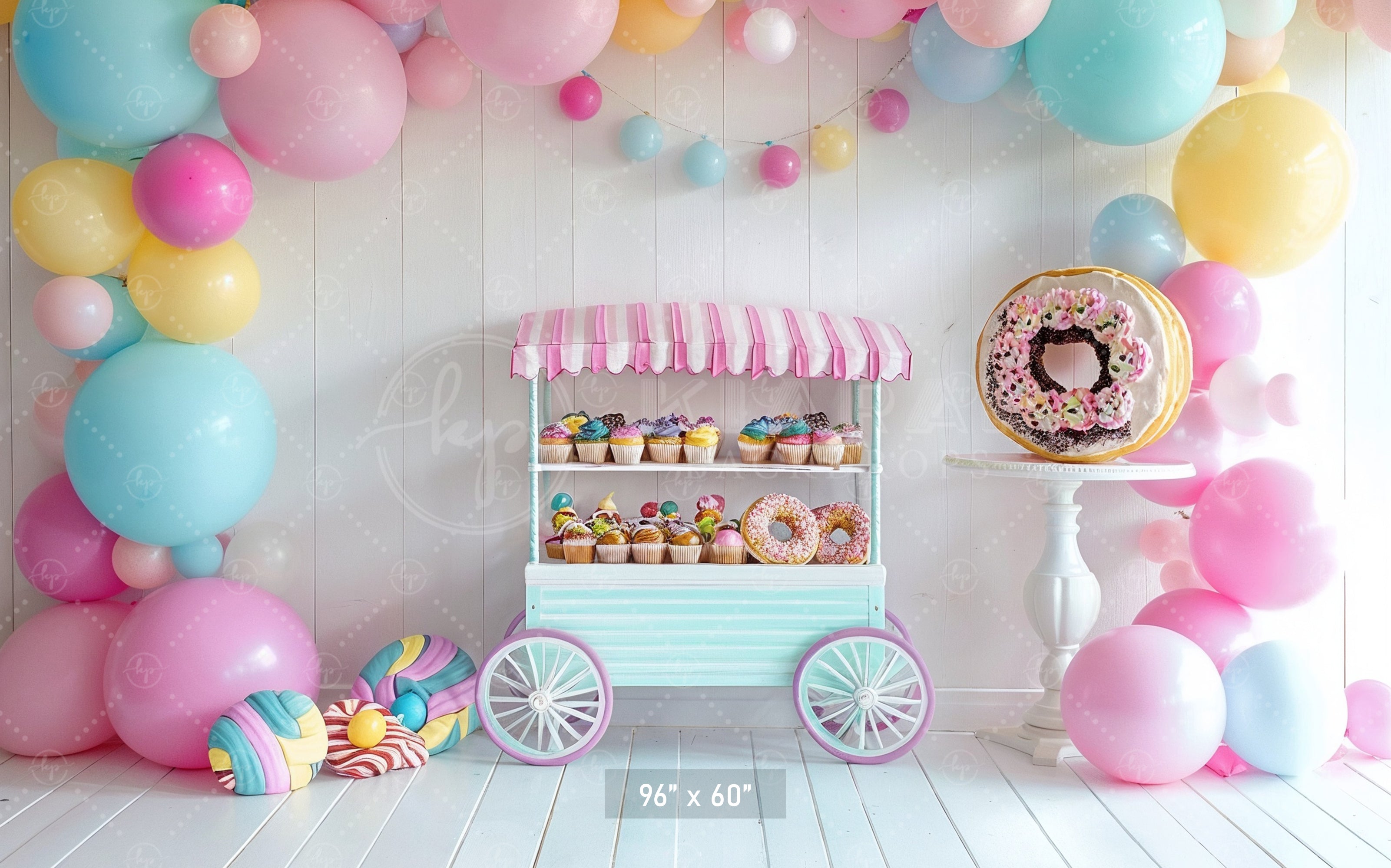 Sweet Treats Candy Cart Theme Backdrop