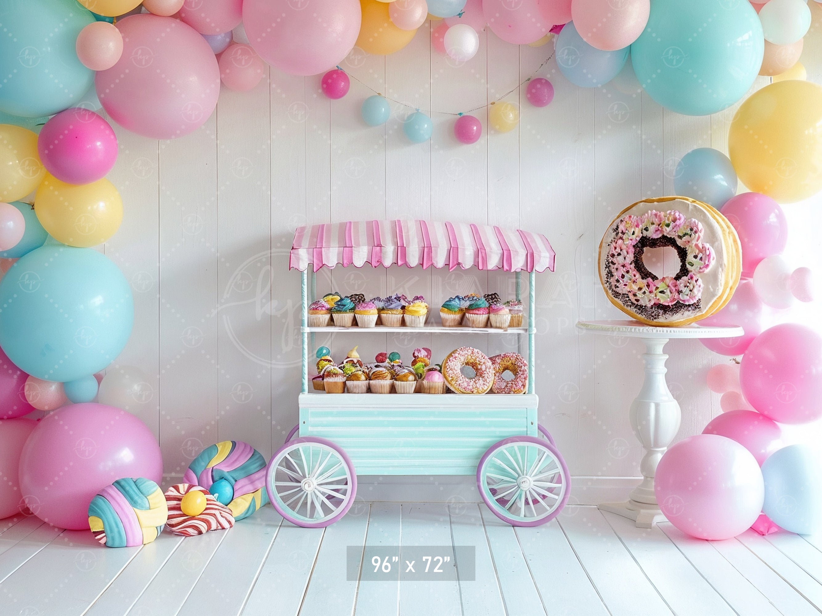 Sweet Treats Candy Cart Theme Backdrop