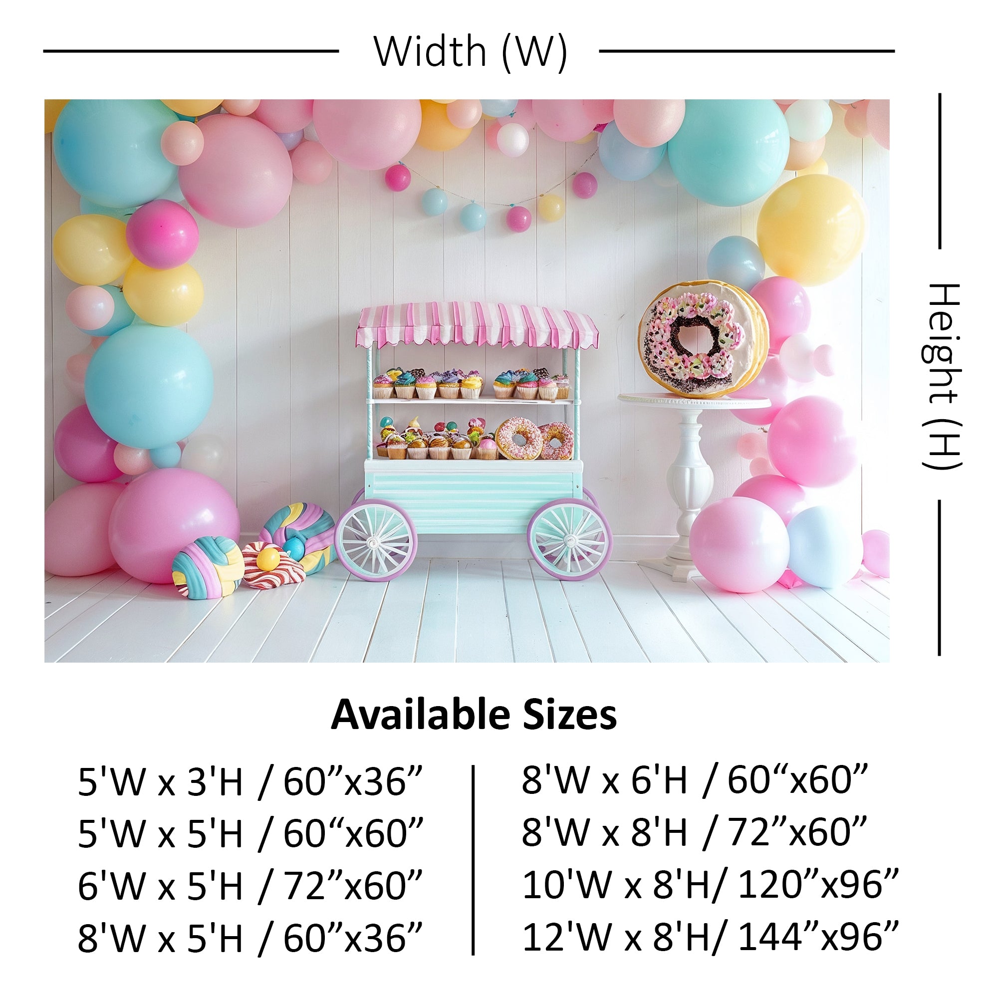 Sweet Treats Candy Cart Theme Backdrop