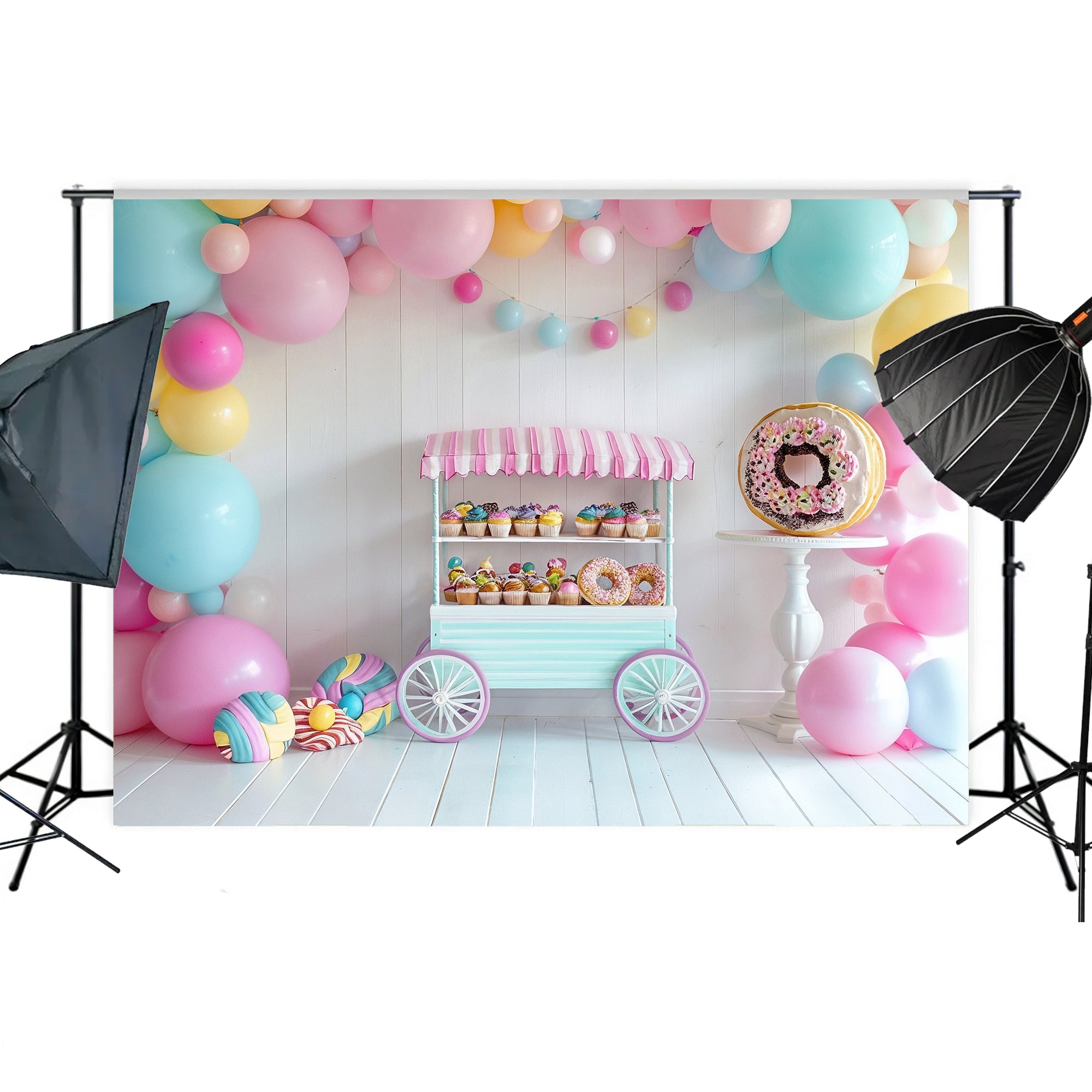 Sweet Treats Candy Cart Theme Backdrop