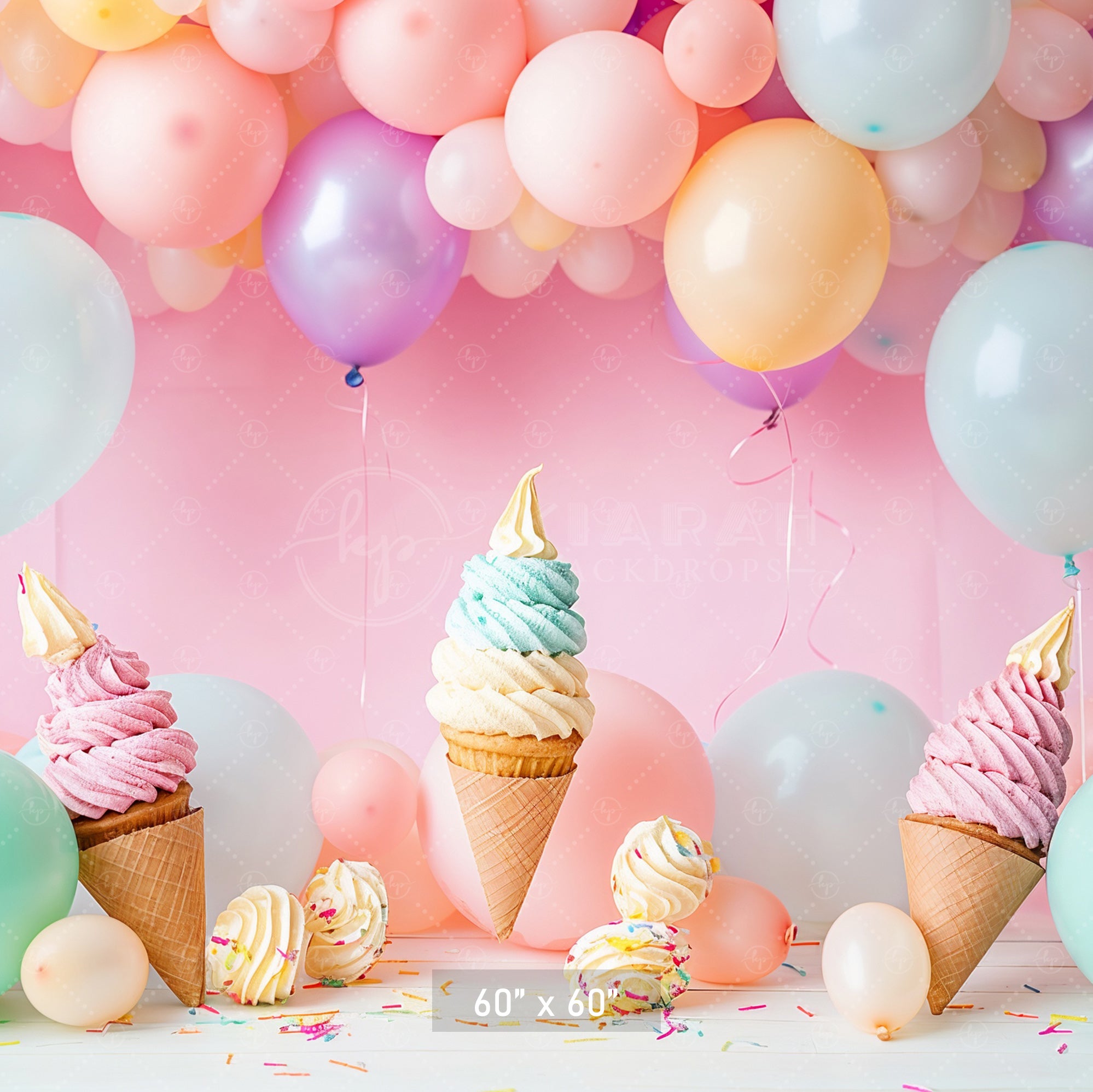 Ice Cream Cone Party Backdrop