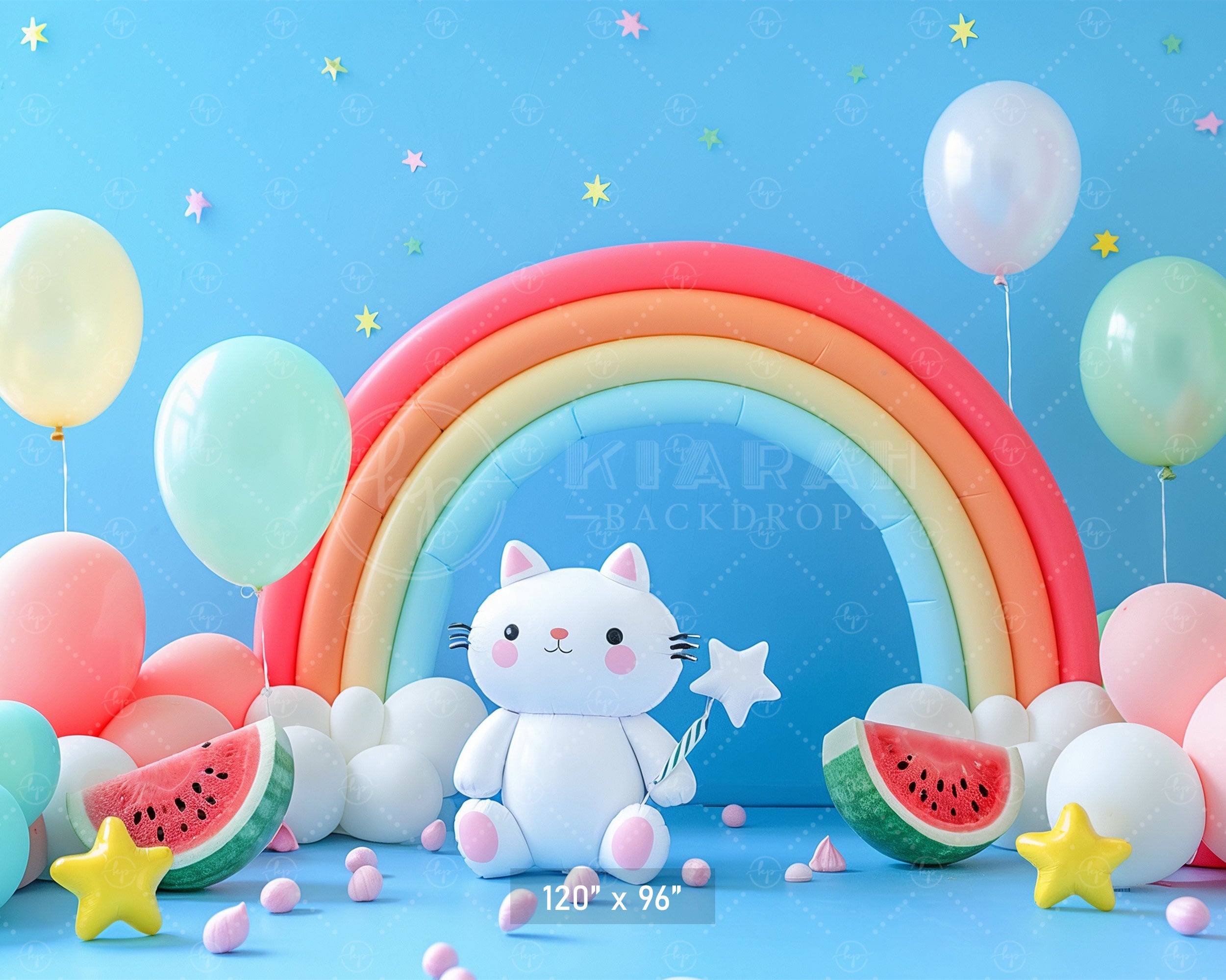 Rainbow Kitty Wonderland Backdrop