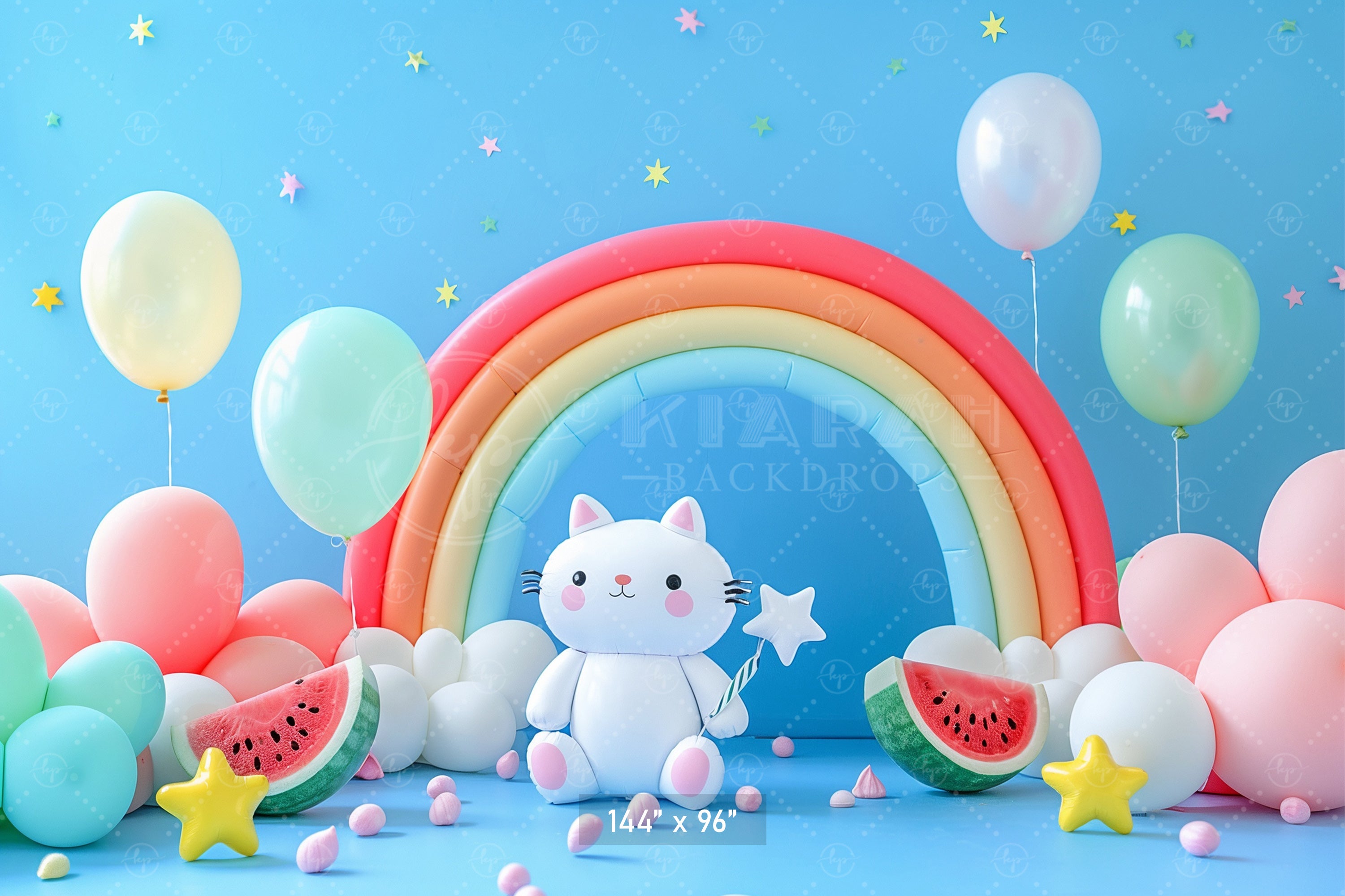Rainbow Kitty Wonderland Backdrop