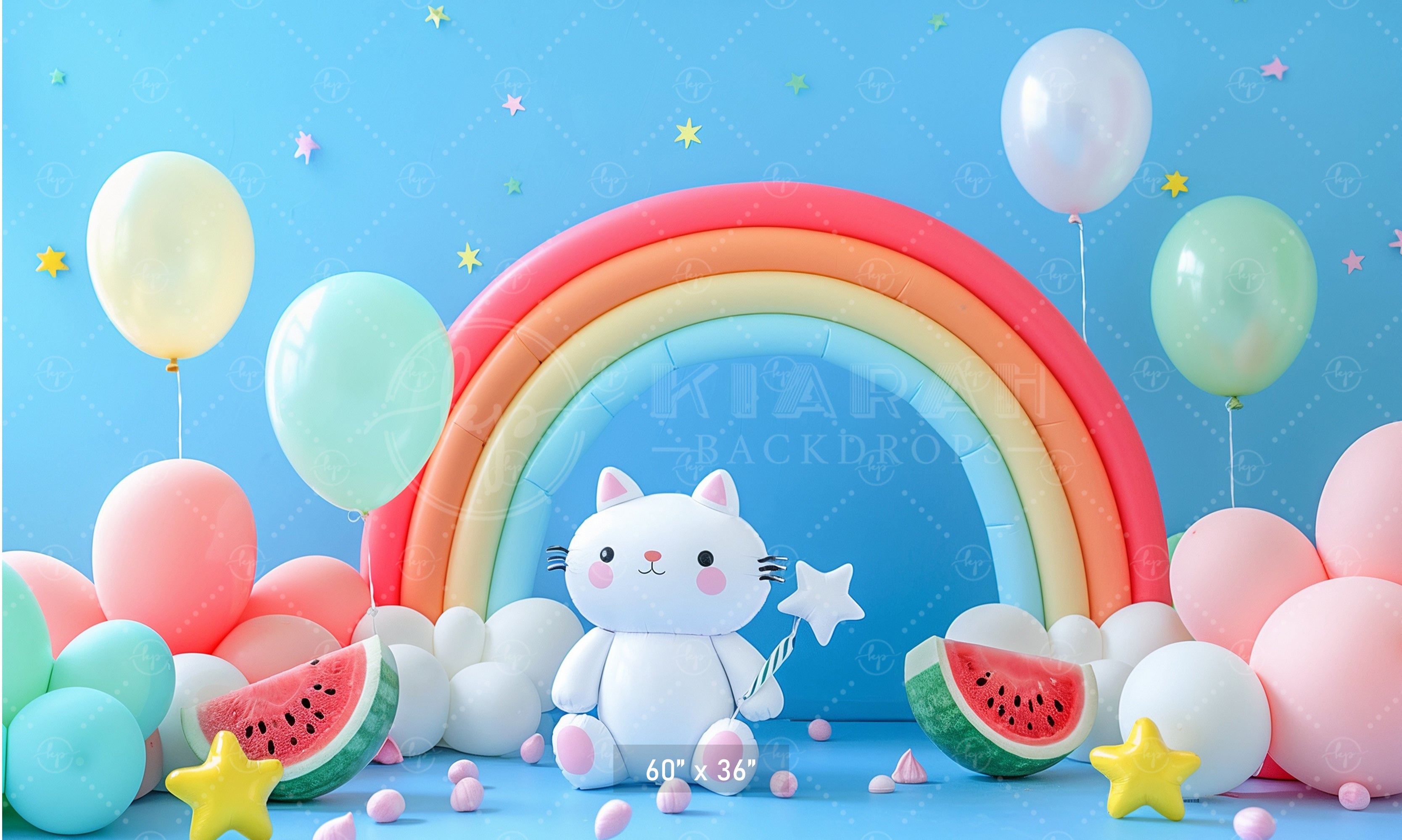 Rainbow Kitty Wonderland Backdrop