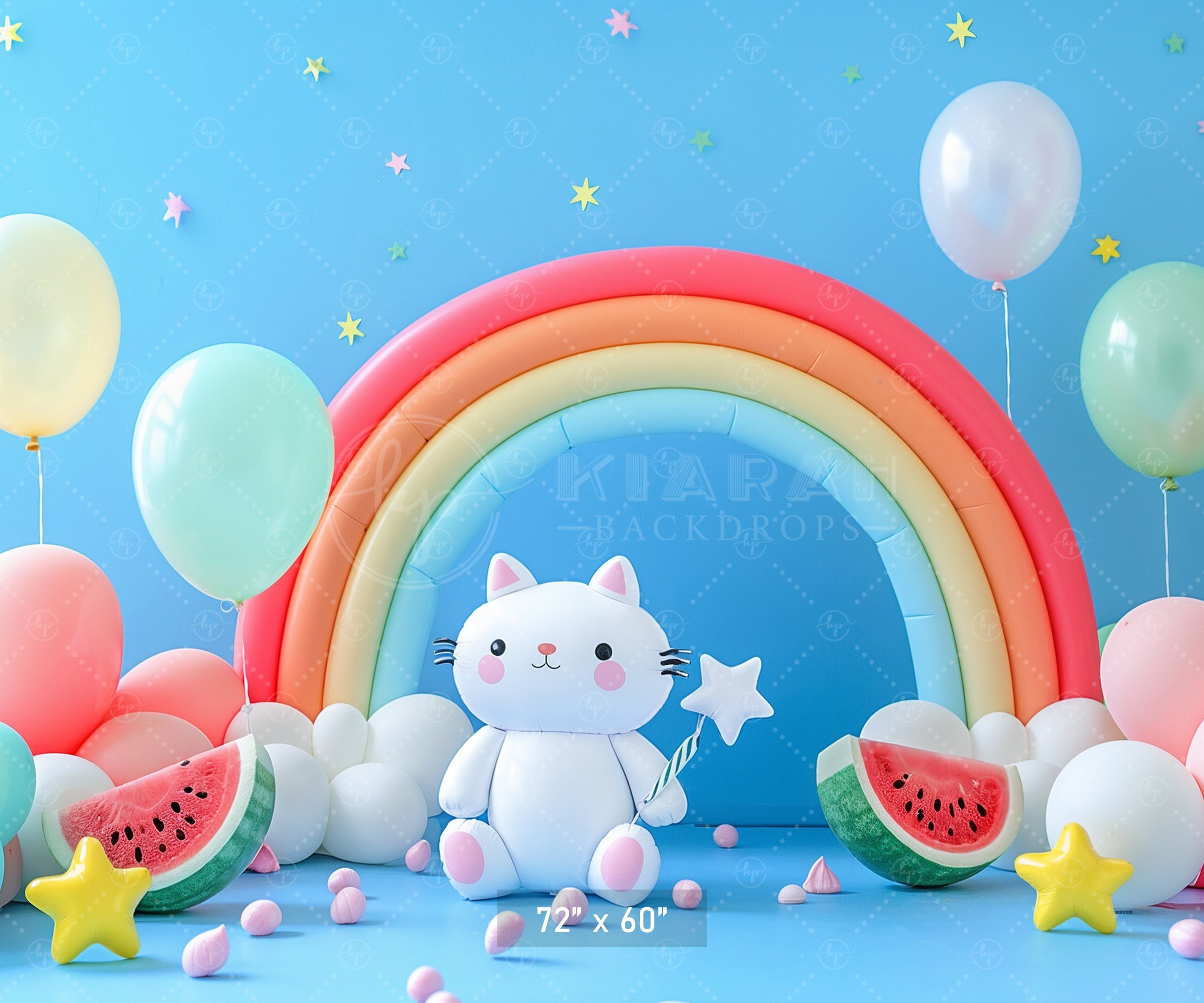 Rainbow Kitty Wonderland Backdrop