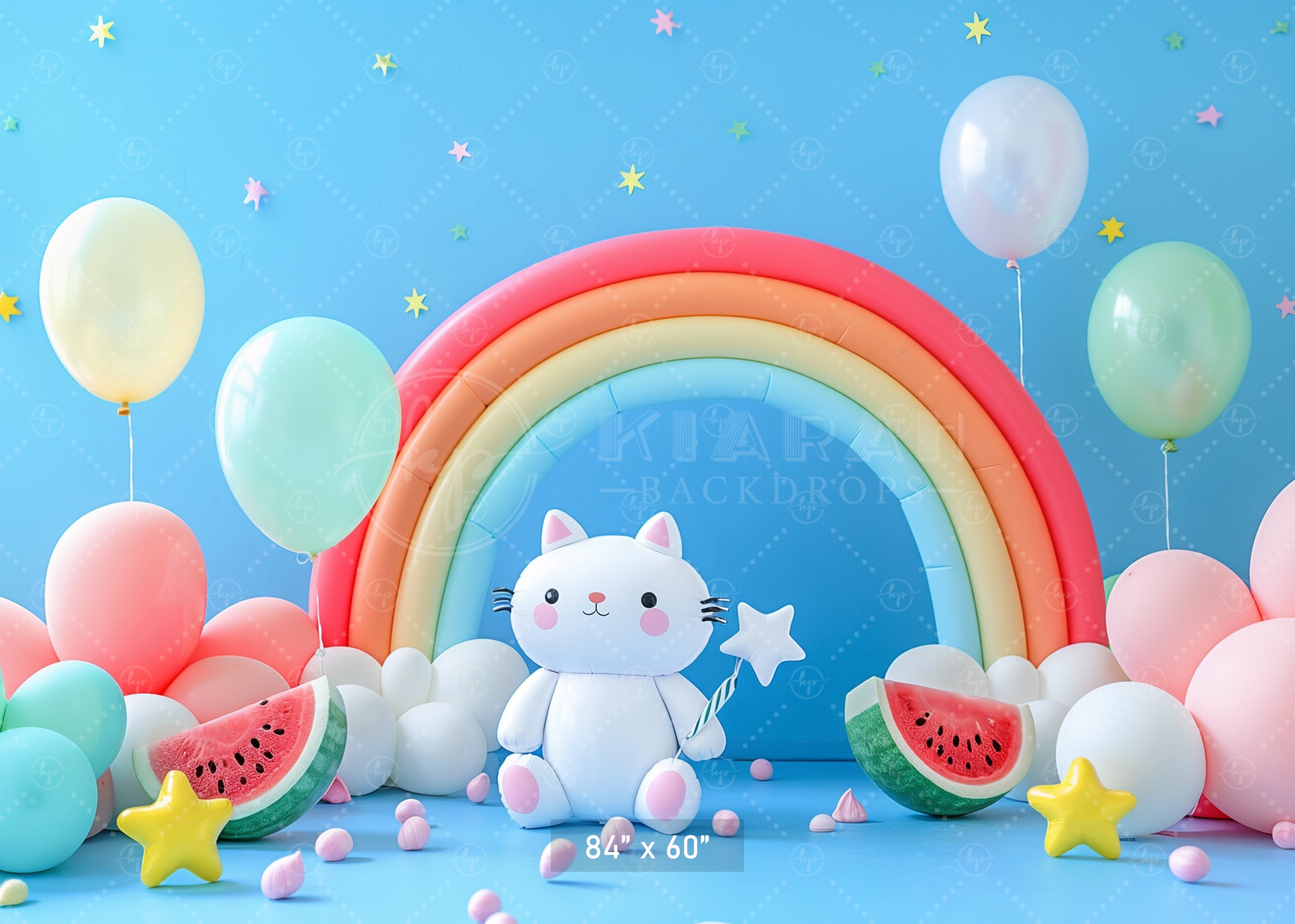 Rainbow Kitty Wonderland Backdrop