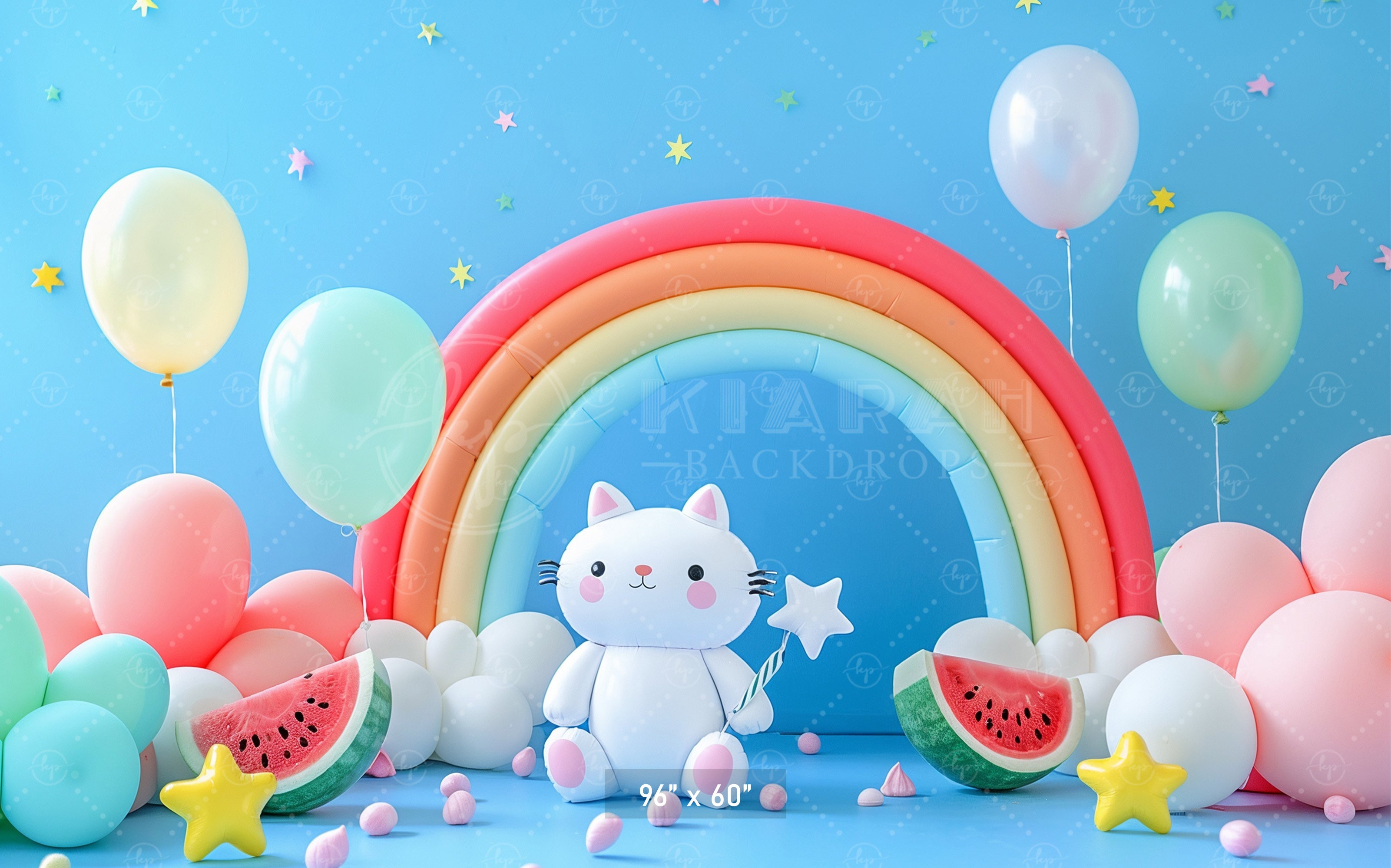 Rainbow Kitty Wonderland Backdrop