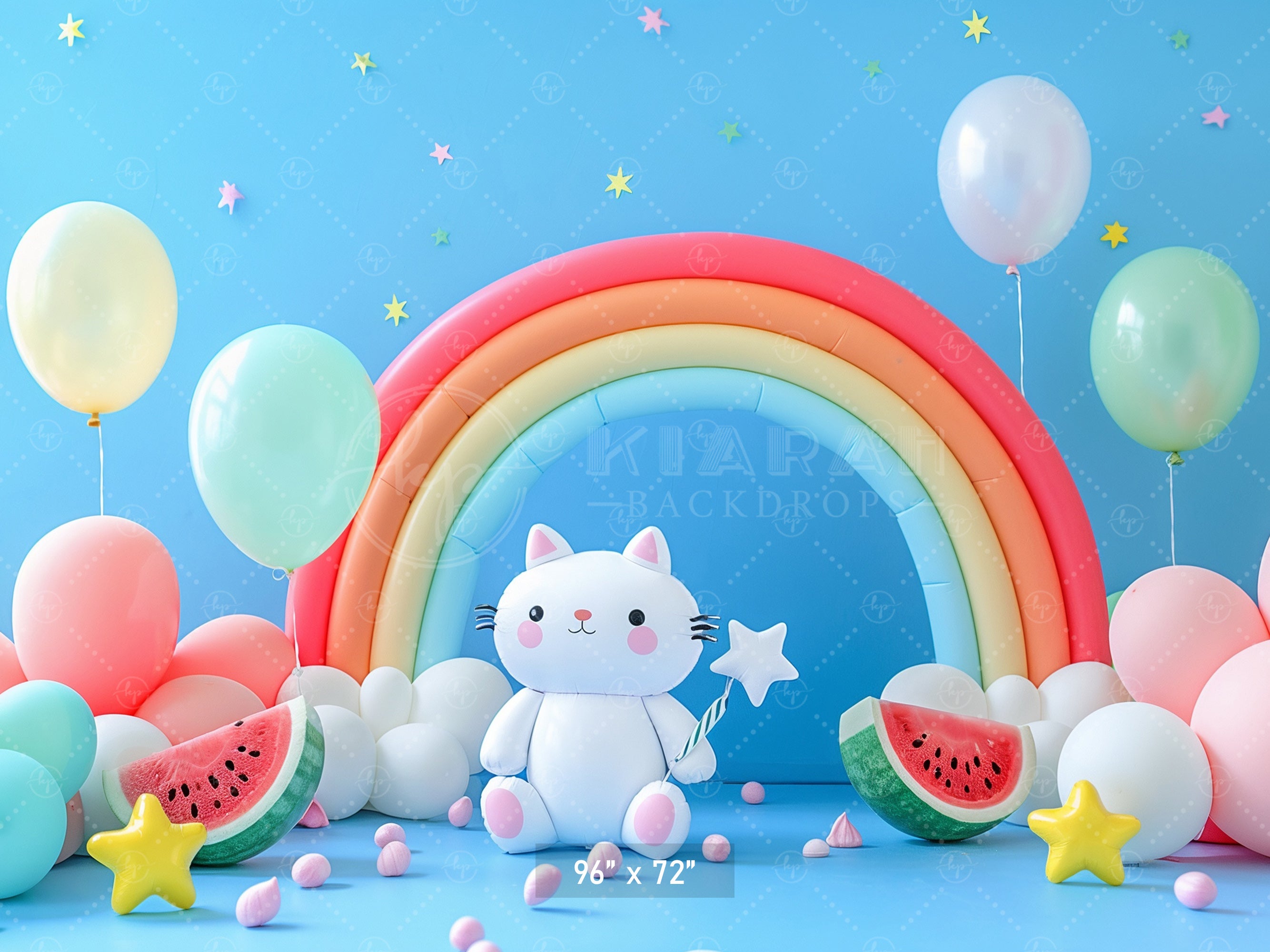 Rainbow Kitty Wonderland Backdrop