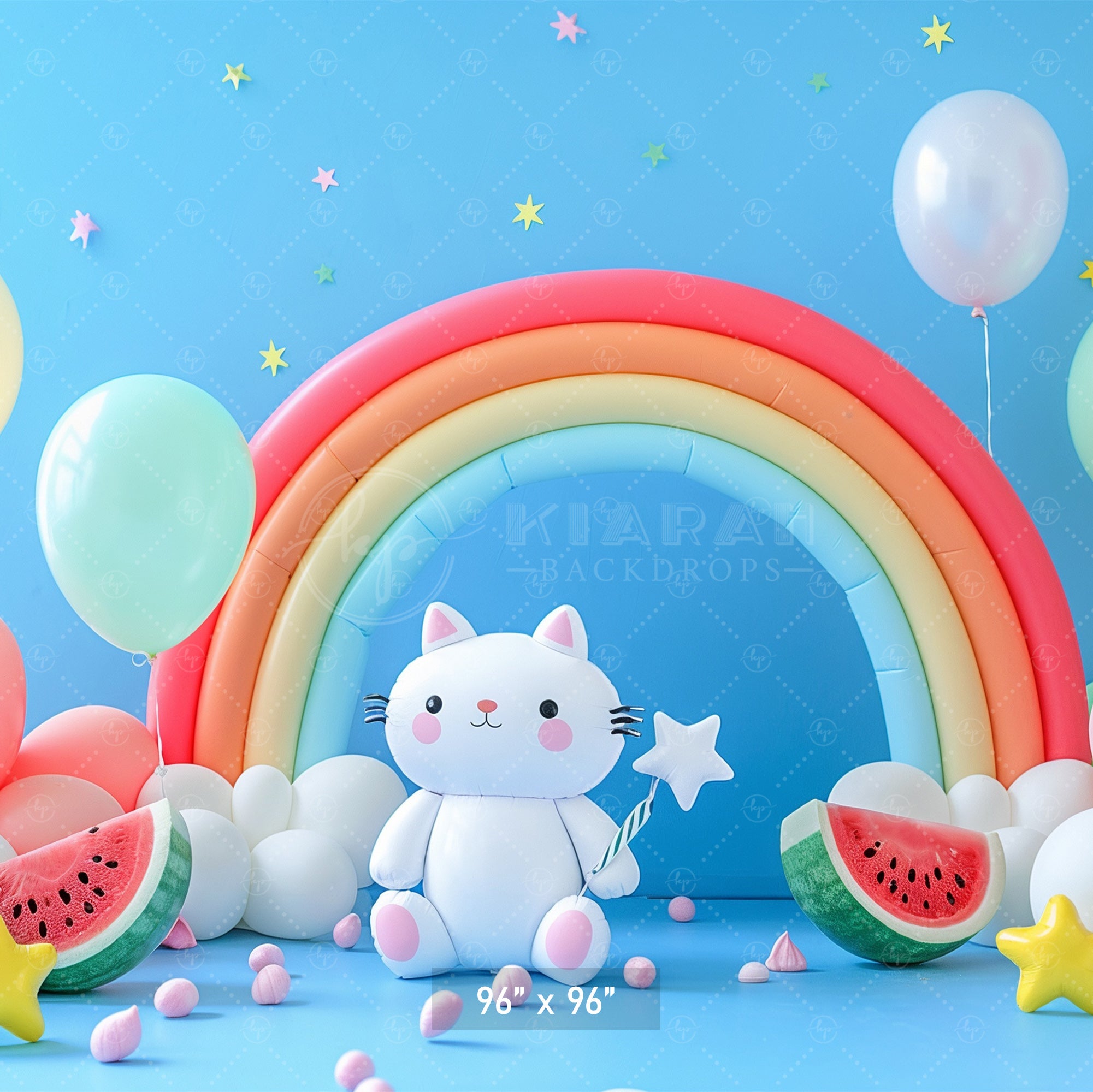 Rainbow Kitty Wonderland Backdrop