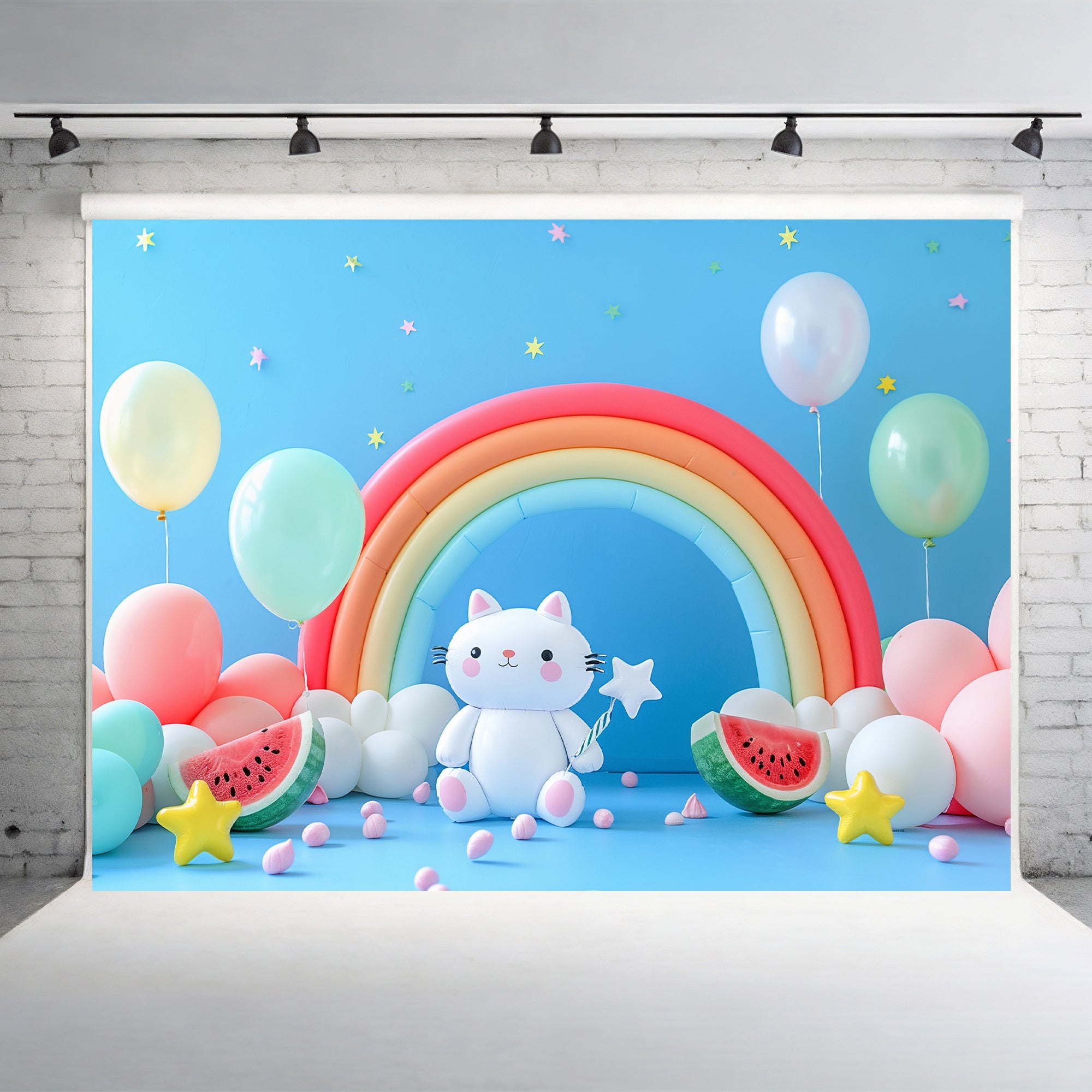 Rainbow Kitty Wonderland Backdrop