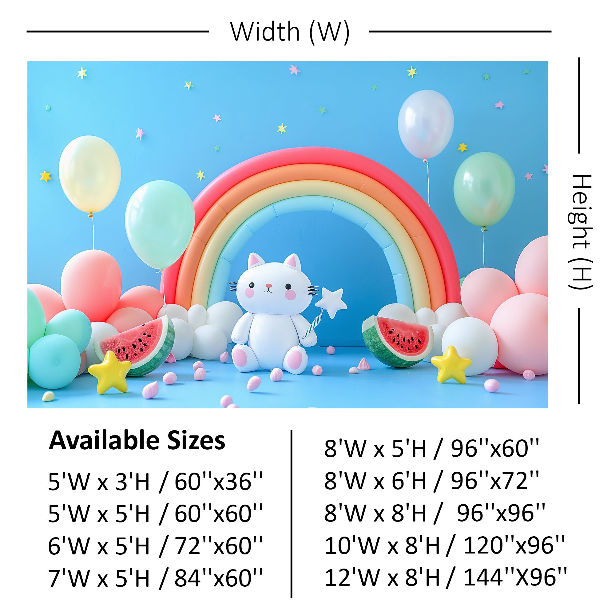 Rainbow Kitty Wonderland Backdrop