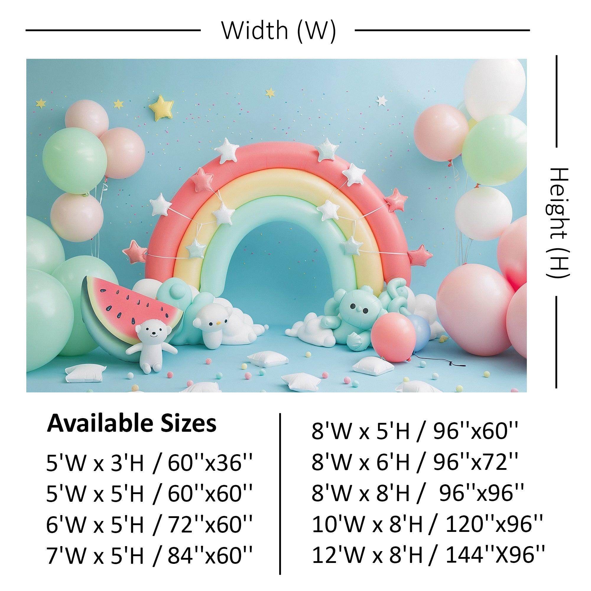 Pastel Rainbow and Starry Bear Backdrop