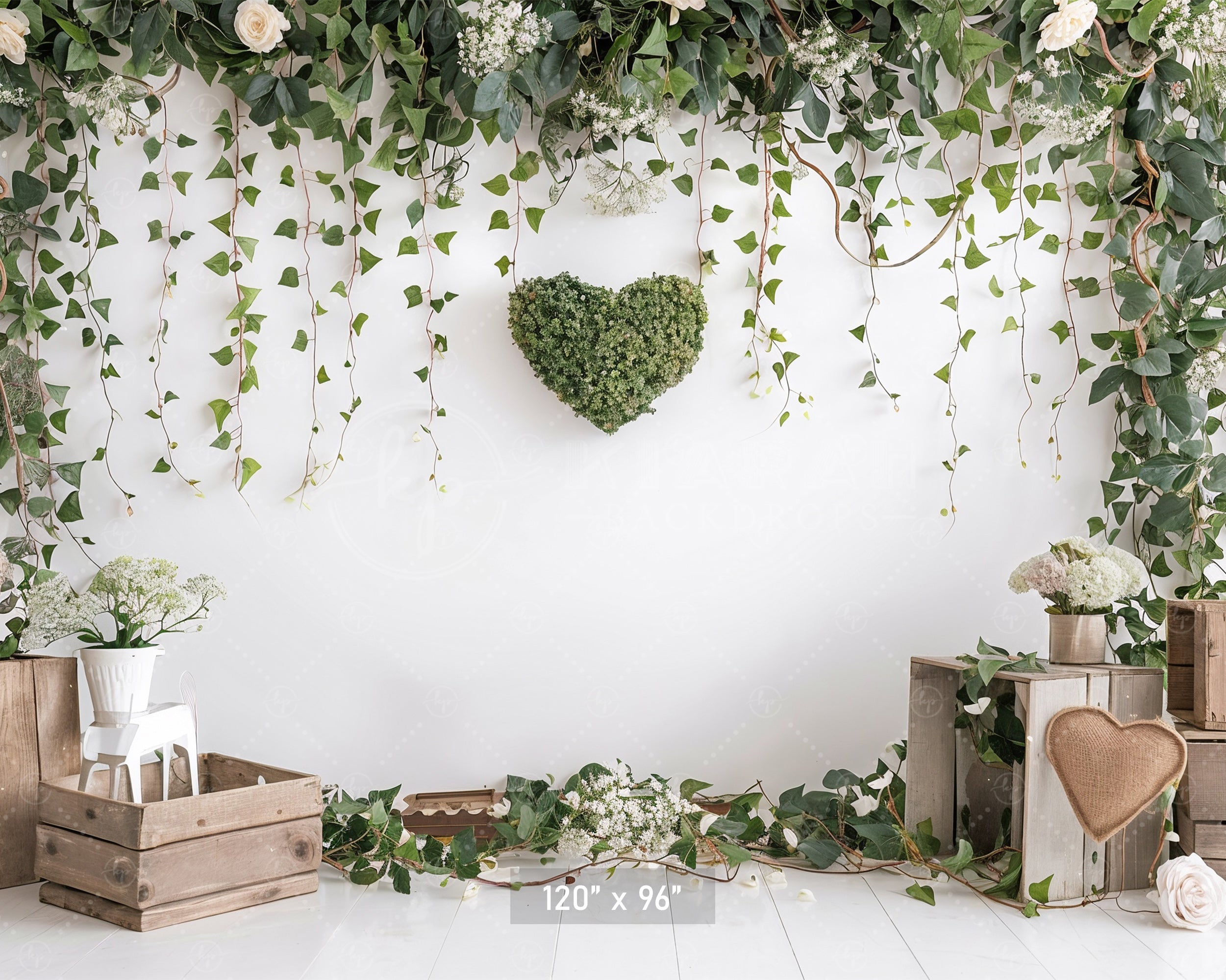 Rustic Greenery Heart Backdrop