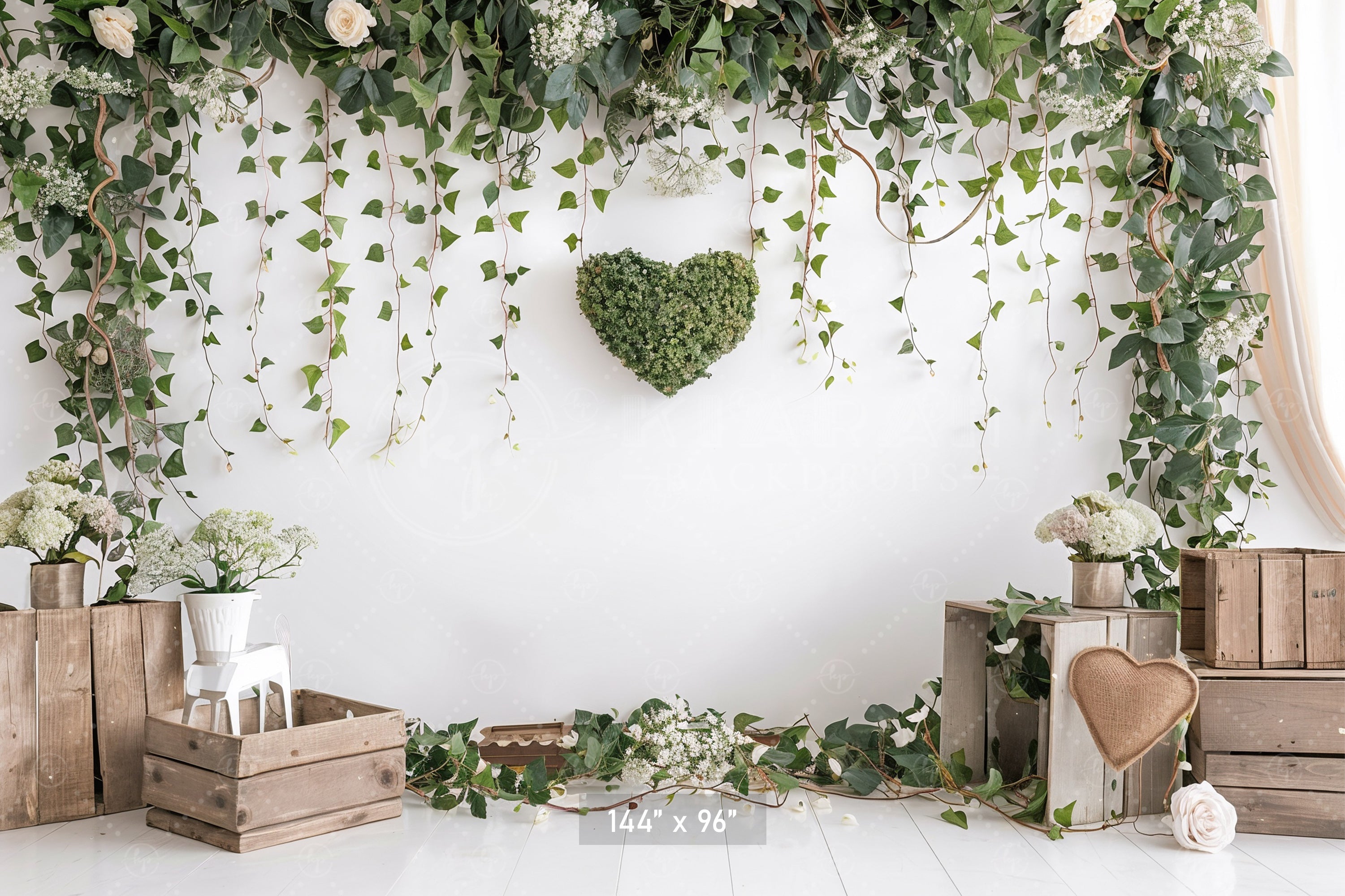 Rustic Greenery Heart Backdrop