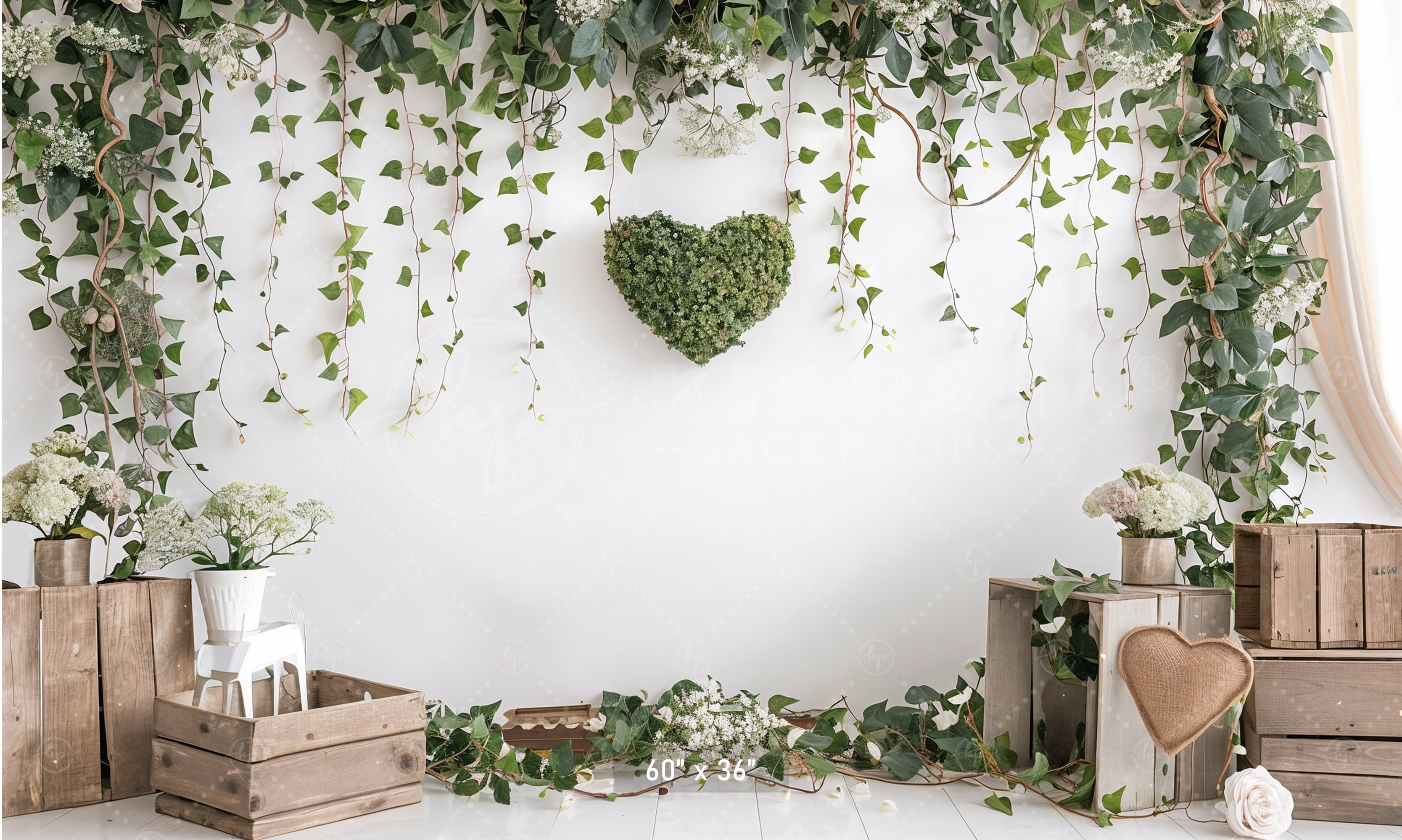 Rustic Greenery Heart Backdrop
