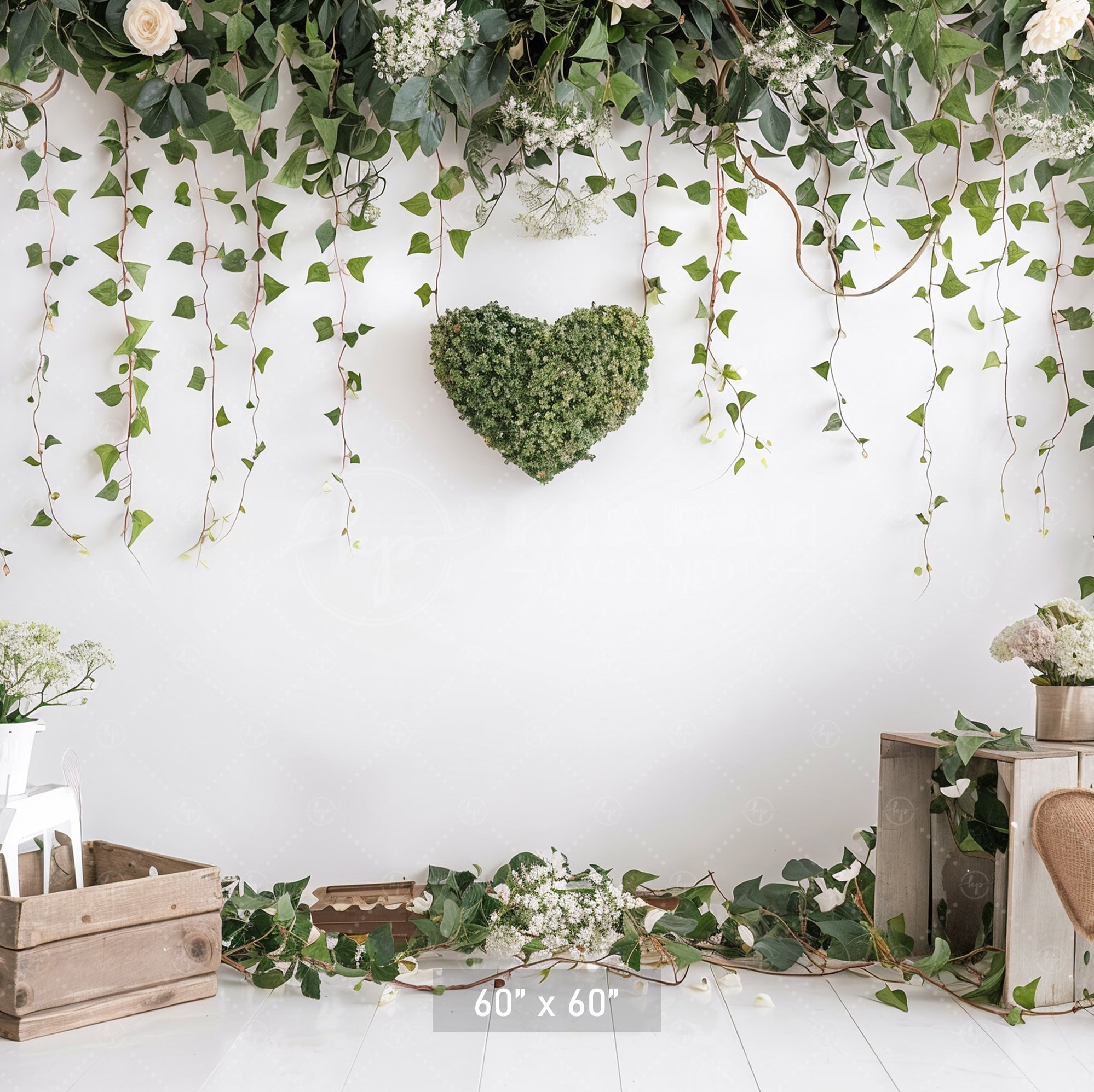 Rustic Greenery Heart Backdrop