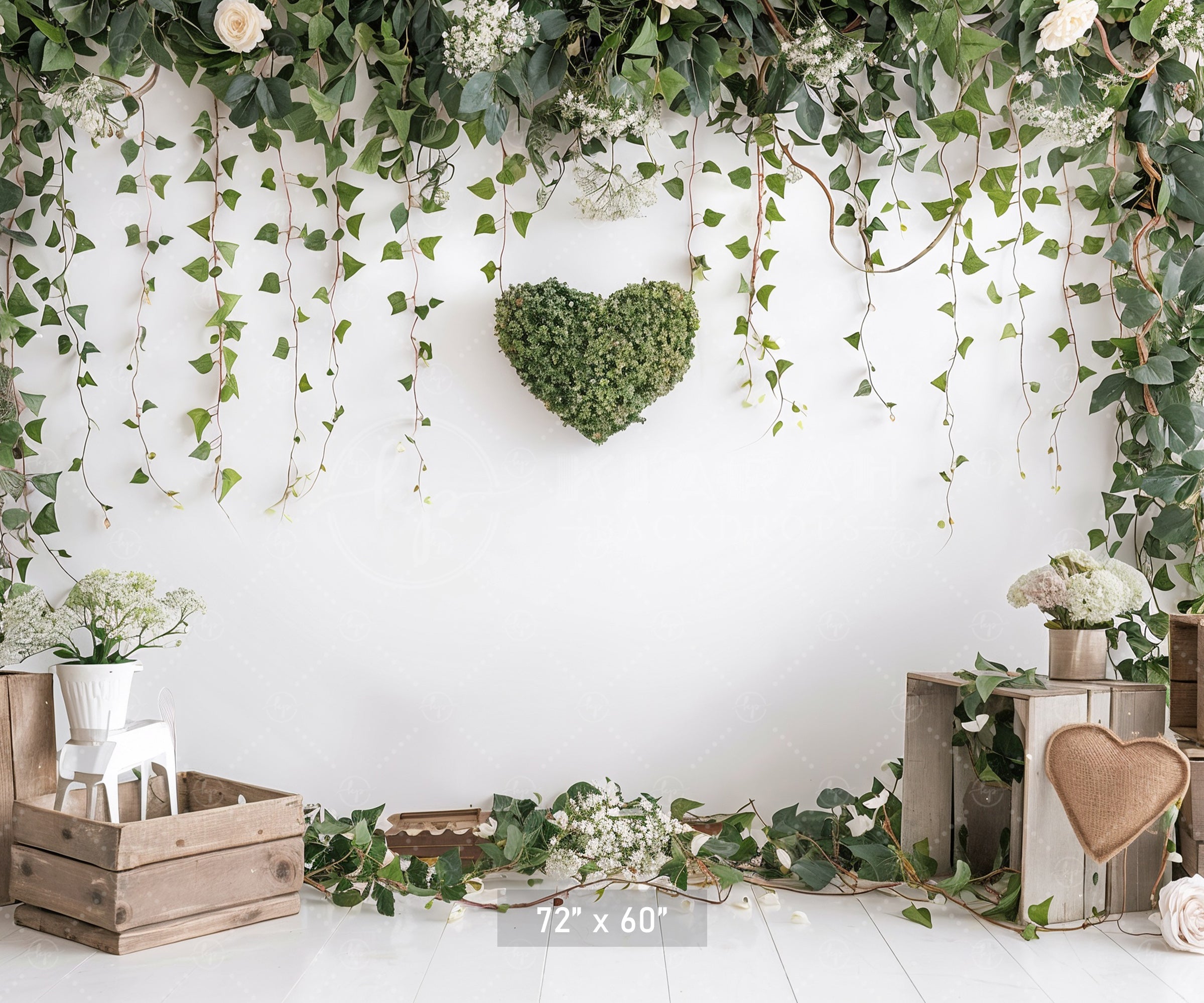 Rustic Greenery Heart Backdrop