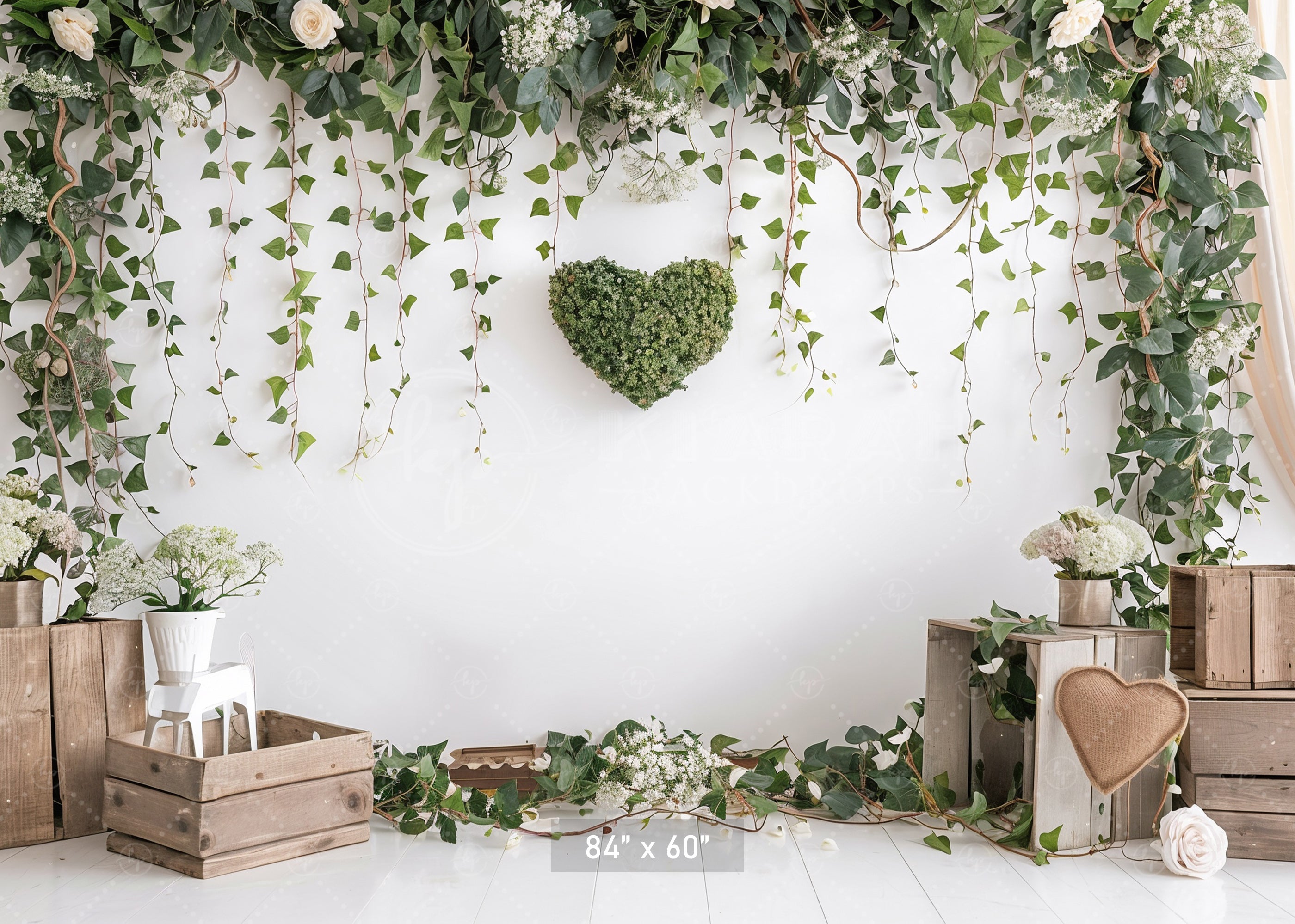 Rustic Greenery Heart Backdrop