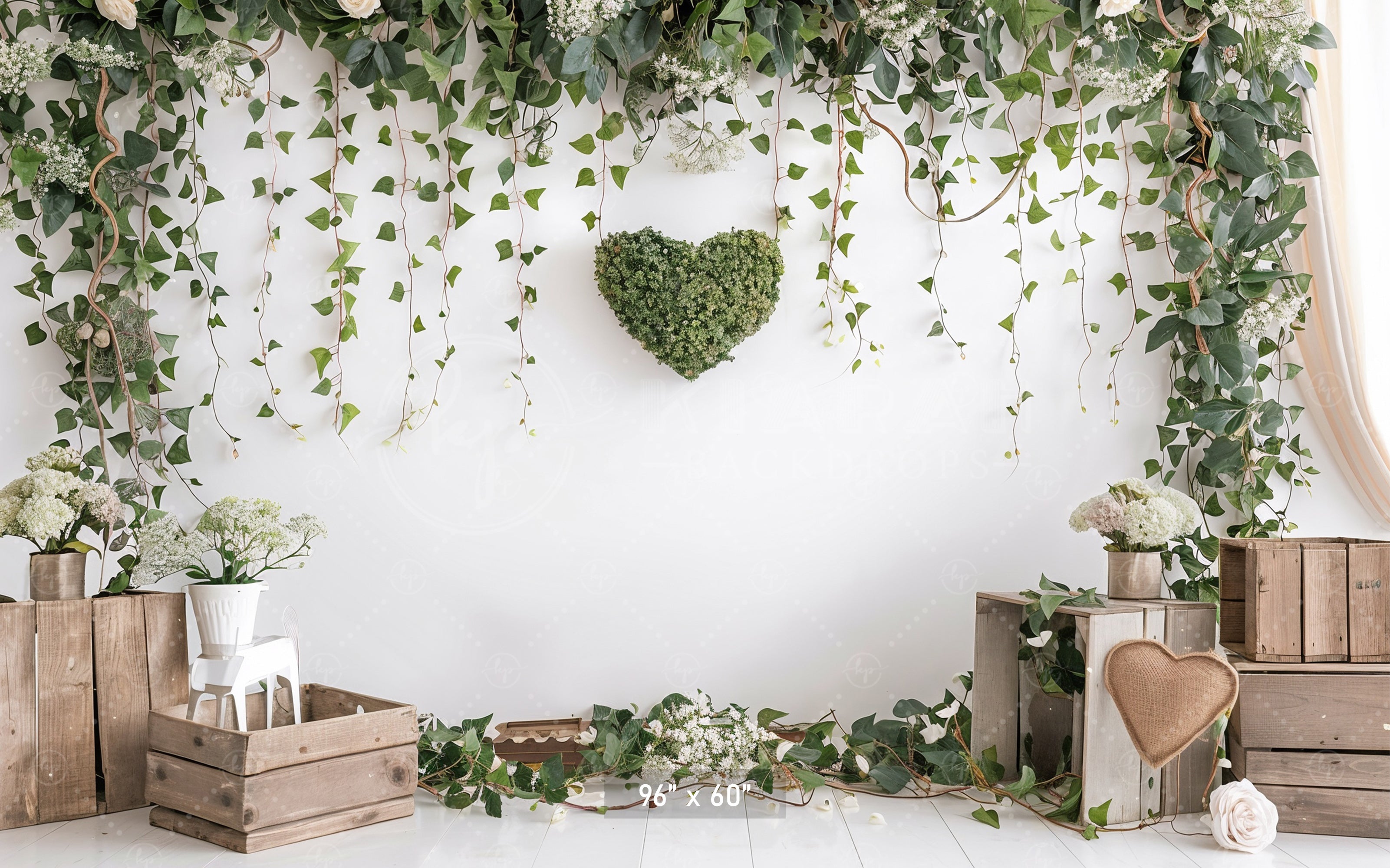 Rustic Greenery Heart Backdrop